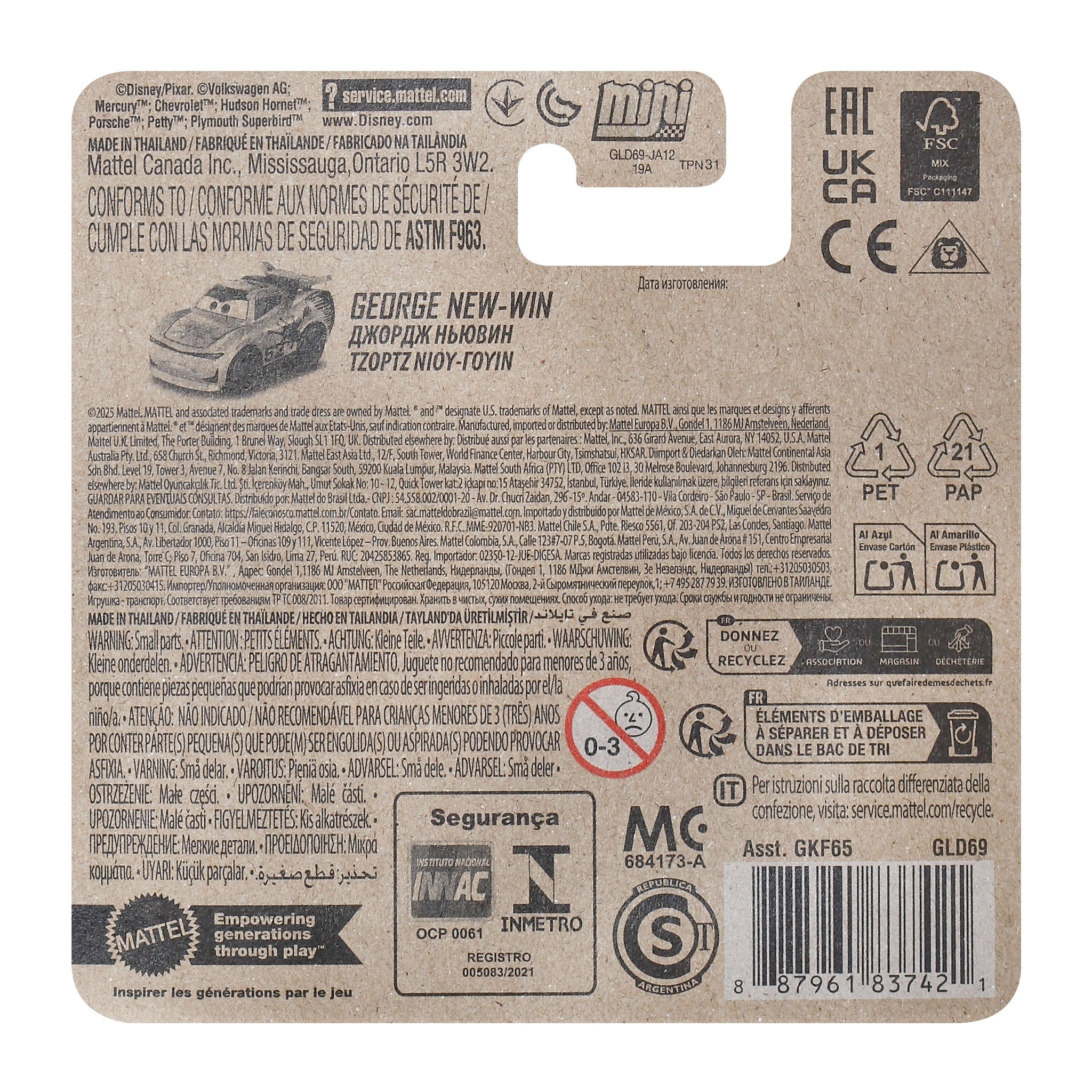 Disney Pixar Cars Mini Die-Cast Racers - George New-Win - Toyworld Australia