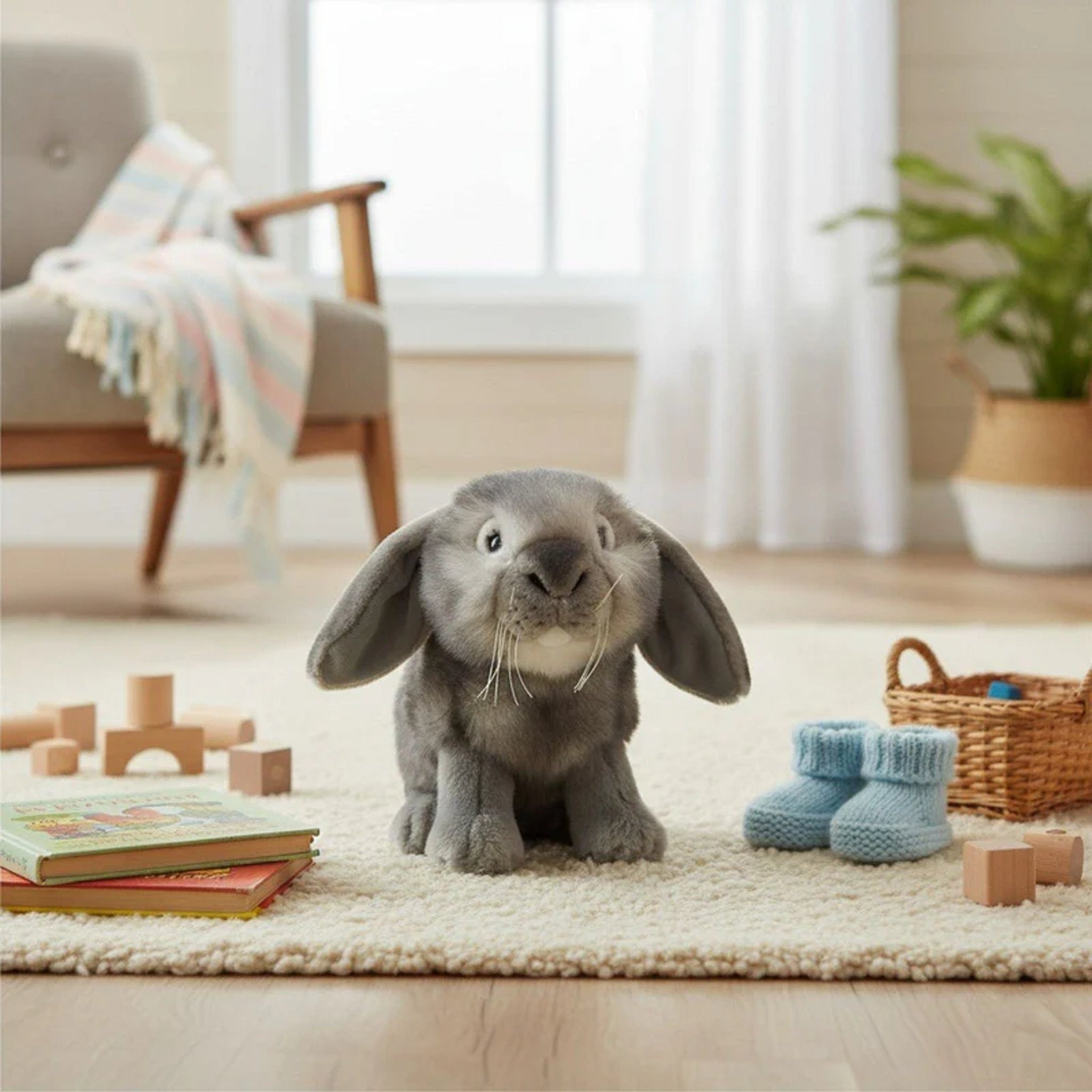 Bocchetta Plush Toys - Lop Eared Rabbit 25cm Smokey Grey