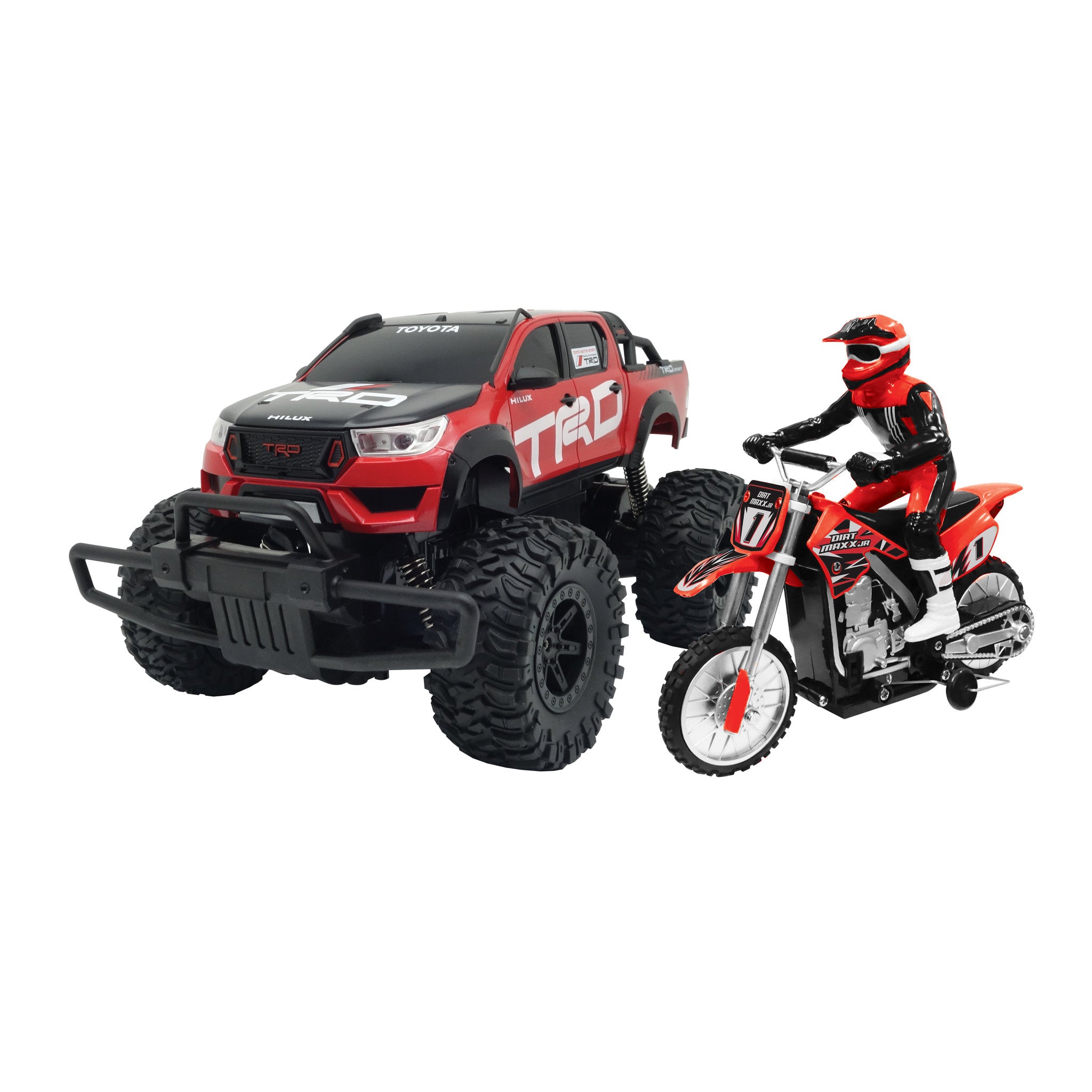 Rusco Racing 1:16 Toyota Hilux Revo TRD AXCR and Dirt Maxx Jr RC Bike Assorted Styles