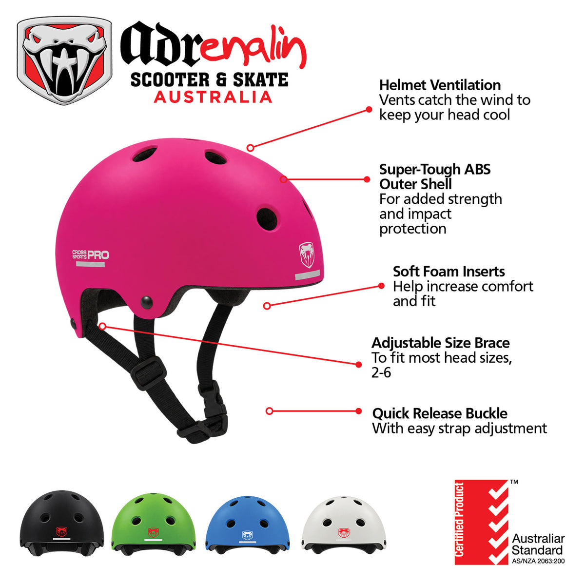 Adrenalin Cross Sports Pro Multi Sport Helmet - Pink