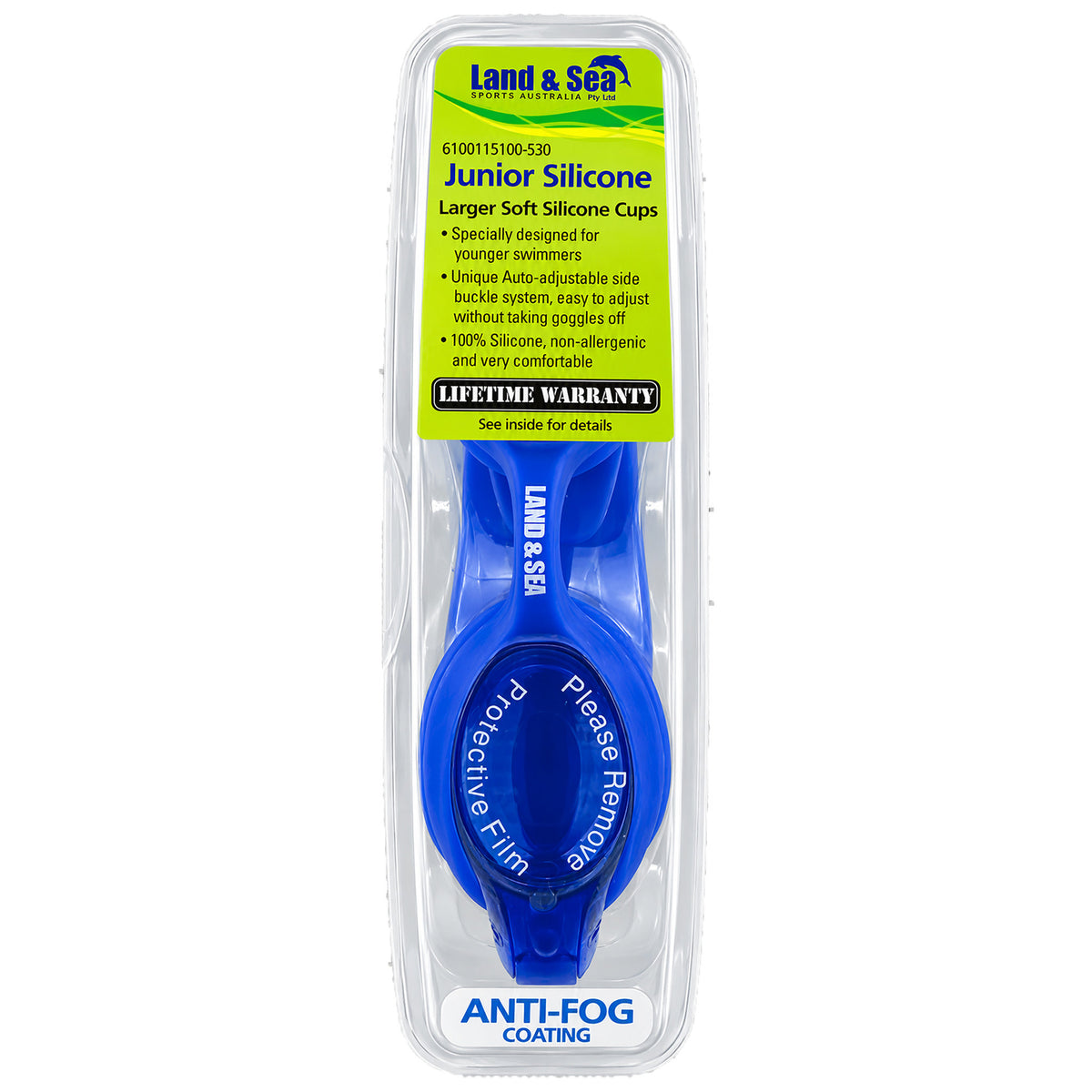 Land & Sea Junior Silicone Swim Goggles - Blue