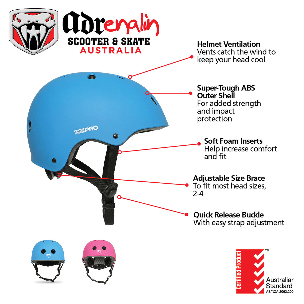 Adrenalin Child Skate & Scooter Helmet 2-4 Years - Blue