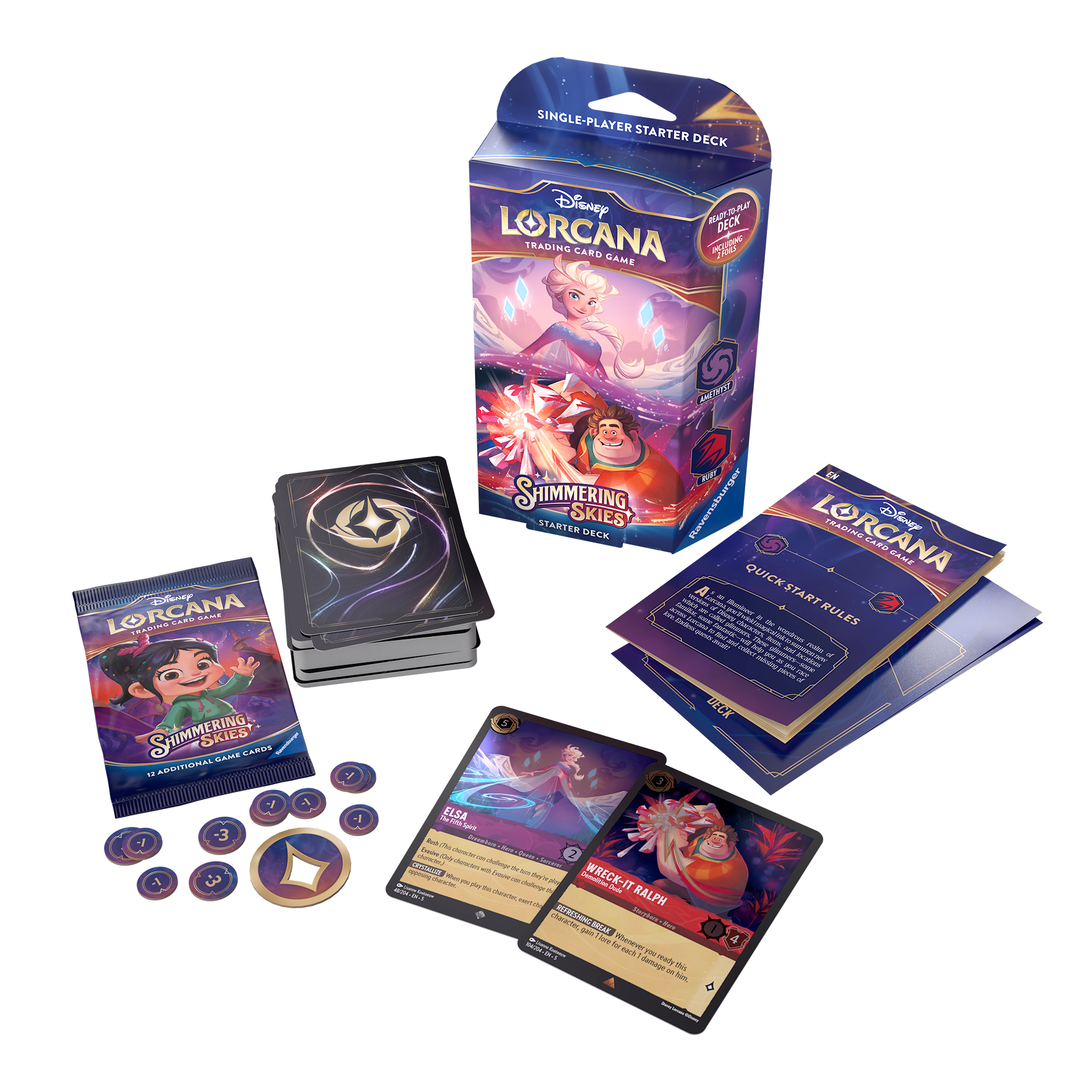 Disney Lorcana TCG Series 5 Shimmering Skies Starter Deck – Amethyst & Ruby