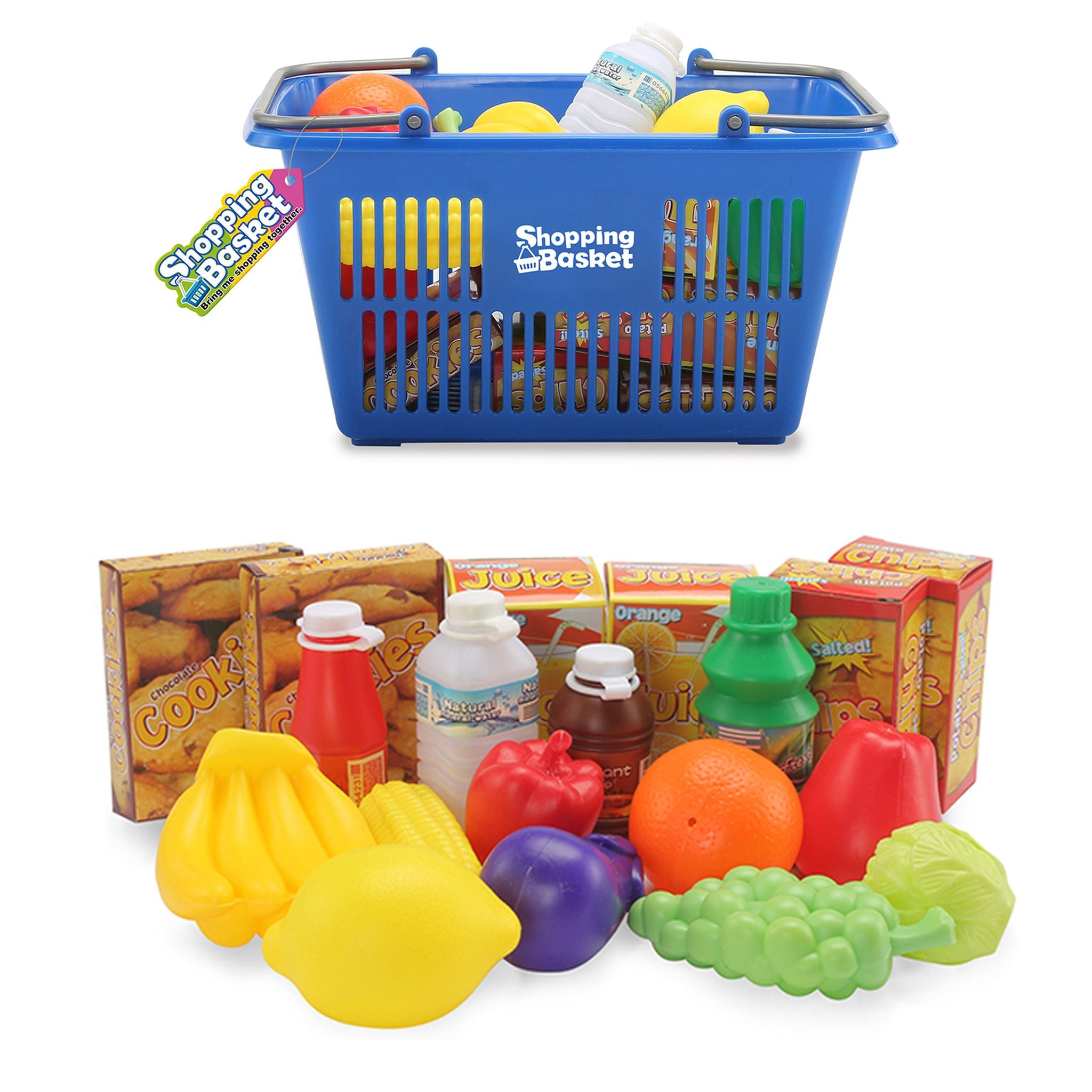 Shopping Basket With Groceries 19 Piece Set