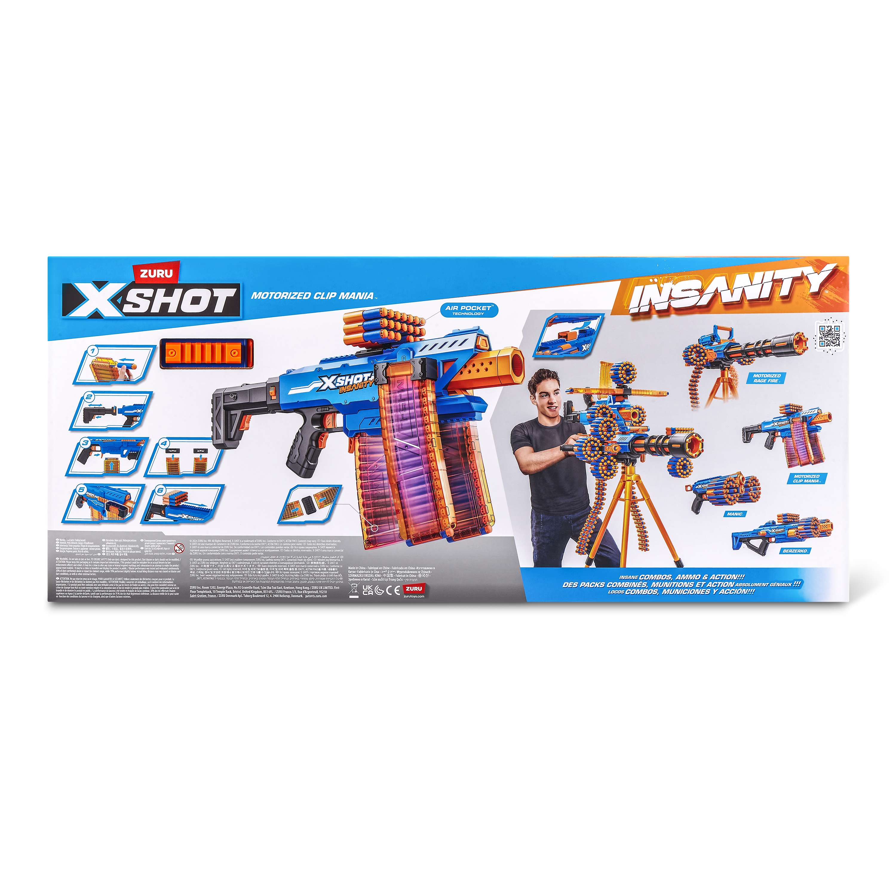 ZURU X Shot Insanity Motorised Clip Mania With 72 Darts