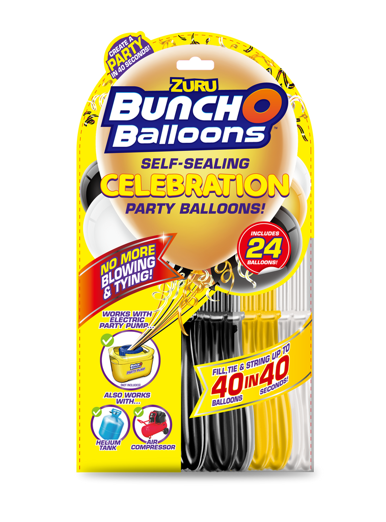 BUNCH O BALLOONS PARTY SS MXD BLACK/GOLD/WHITE
