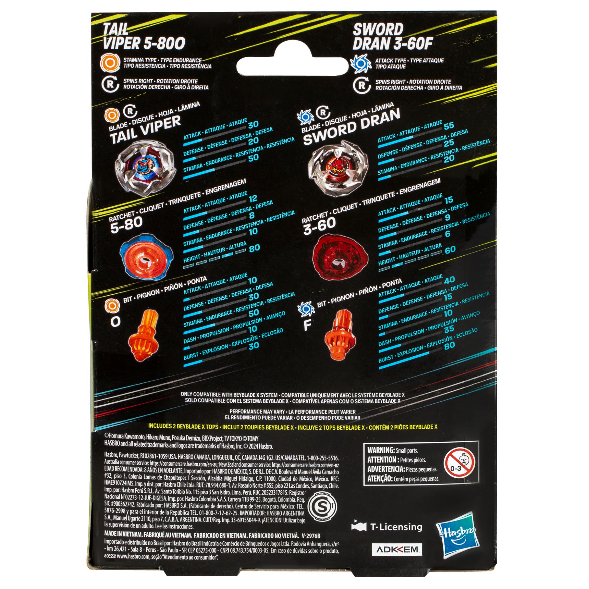 Beyblade X Tail Viper Sword Dran Dual Pack Set
