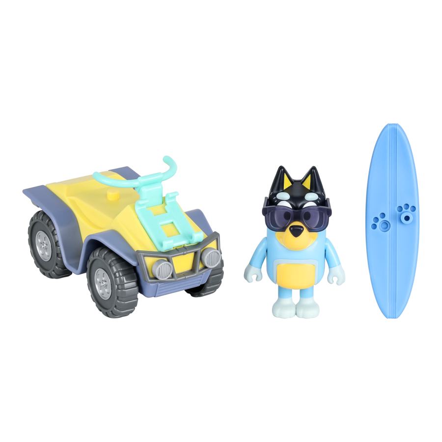 Bluey Series 9 Vehicle And Figure - Bluey Beach Quad With Bandit