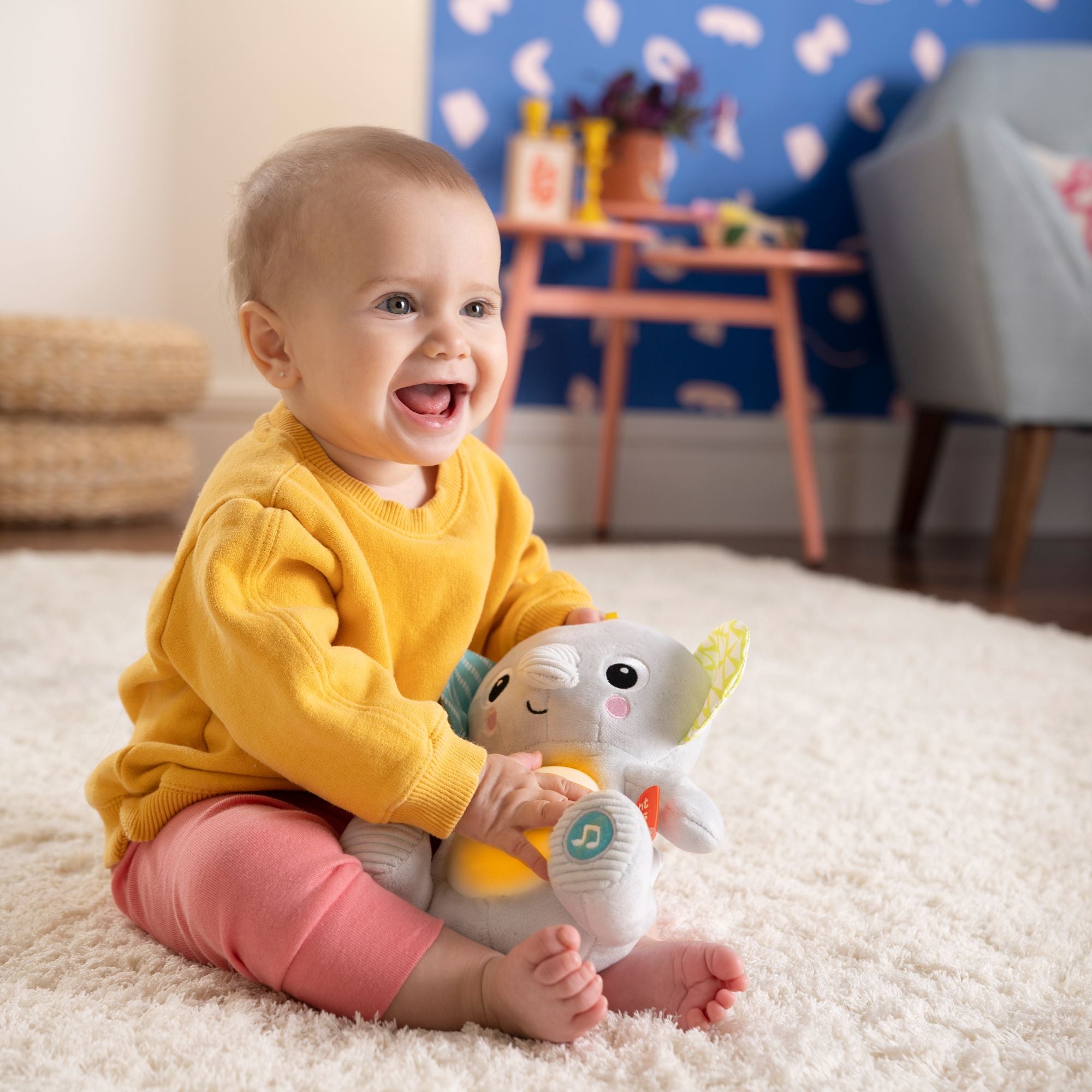 Bright Starts Hug-A-Bye Baby Light And Sound Elephant