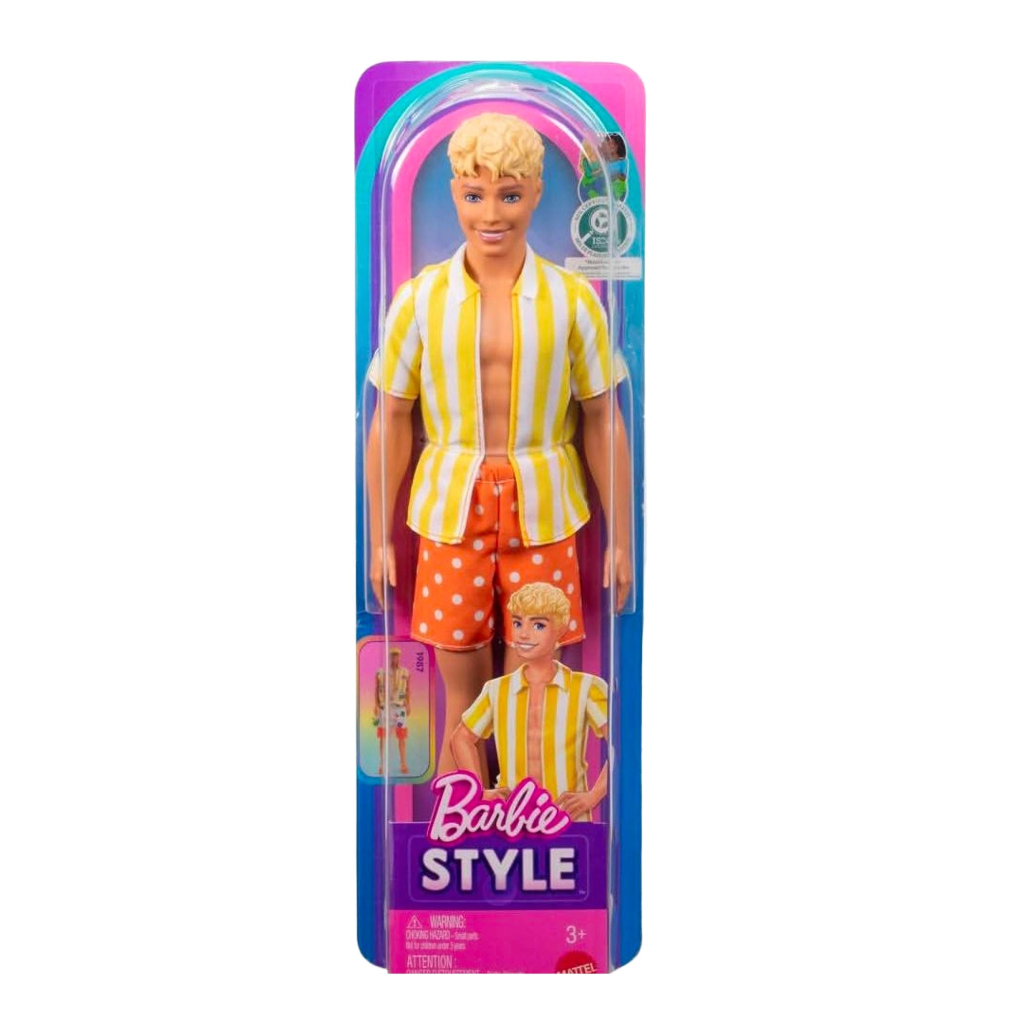 Barbie Ken Fashionista Doll - 252 Yellow Stripe Shirt & Orange Polka Dot Shorts