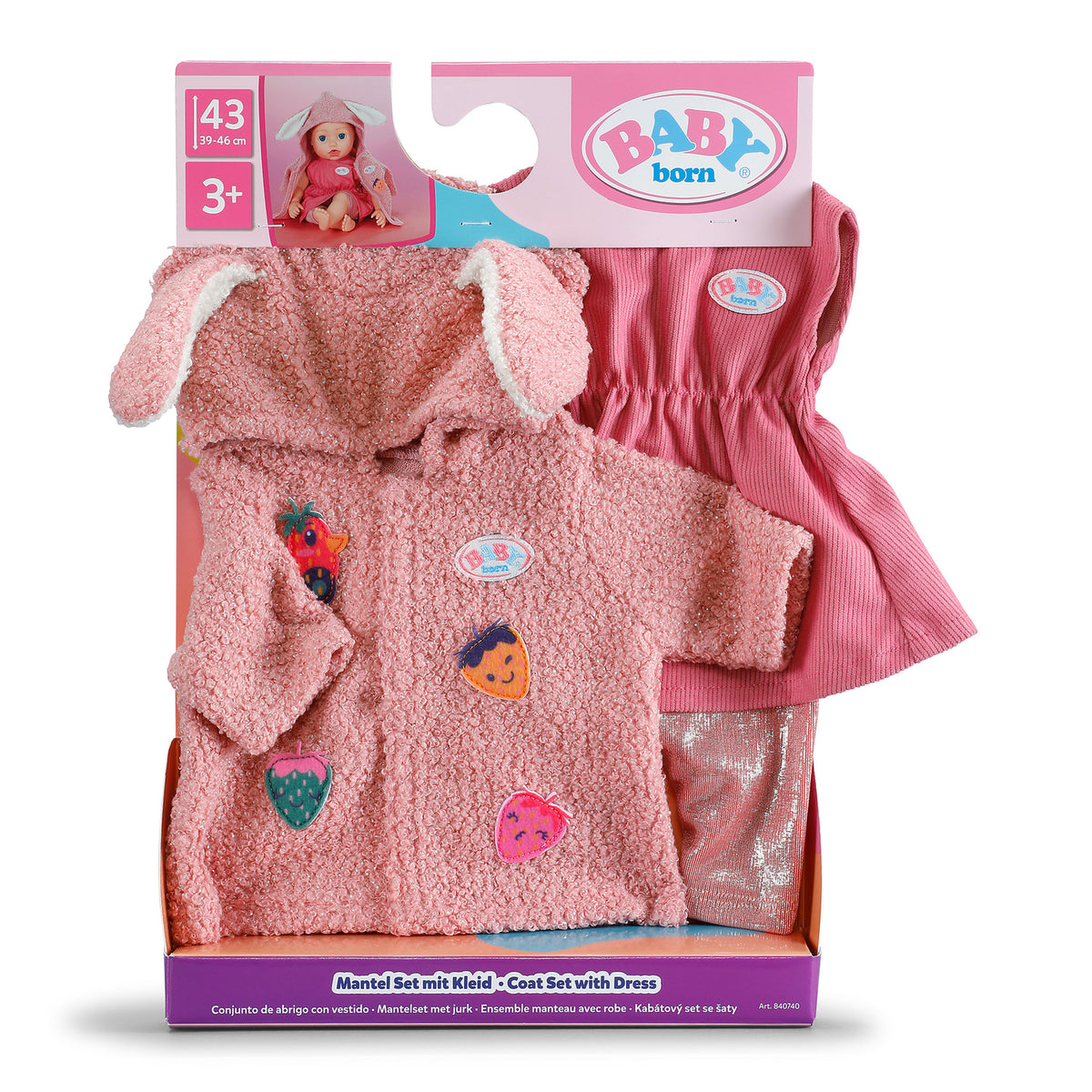 BABY Born Outfit Set for 43cm Doll - Coat & Dress