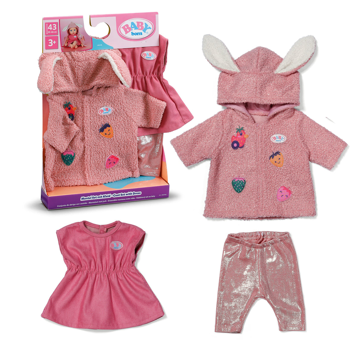 BABY Born Outfit Set for 43cm Doll - Coat & Dress