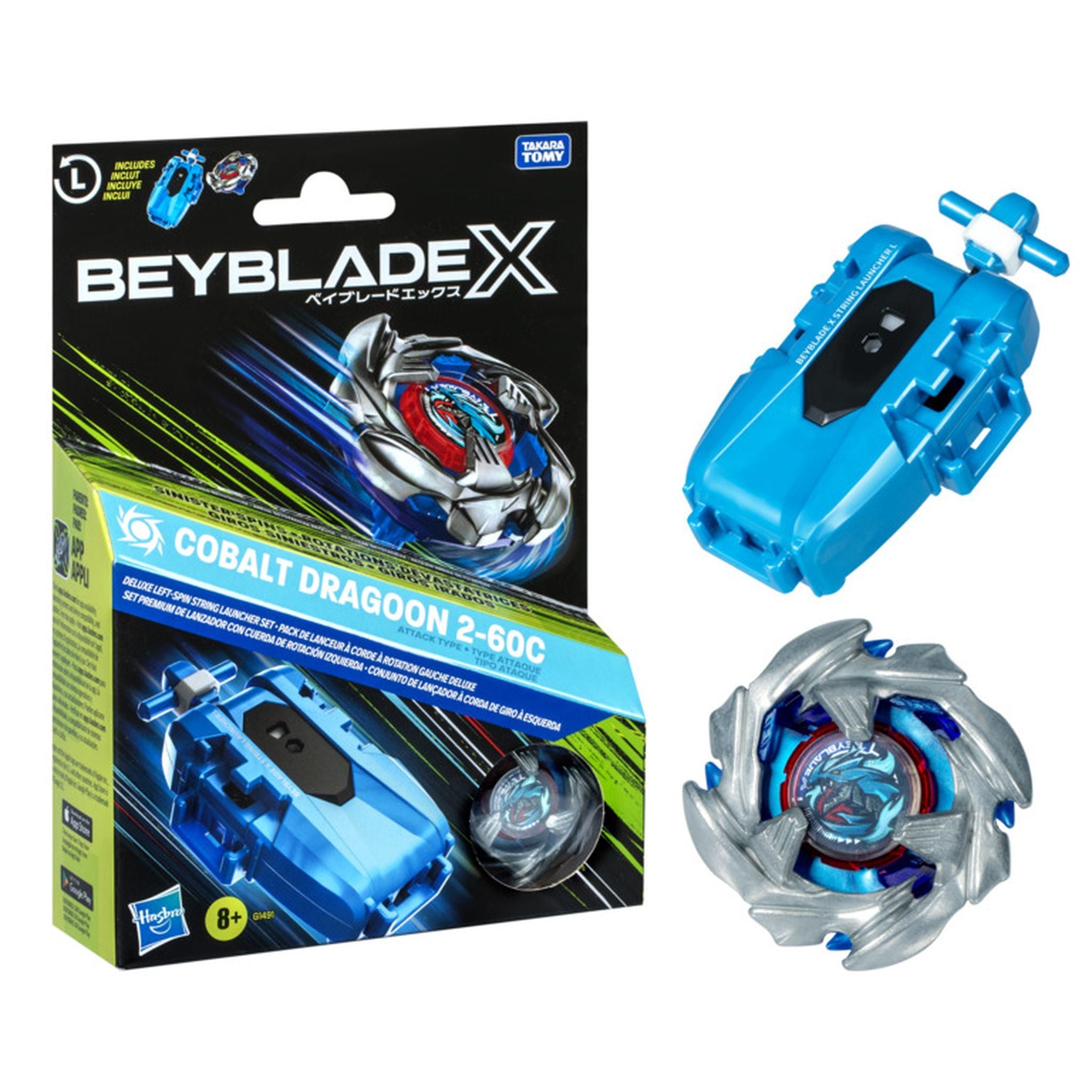 Beyblade X Cobalt Dragoon 2-60C Launcher Set