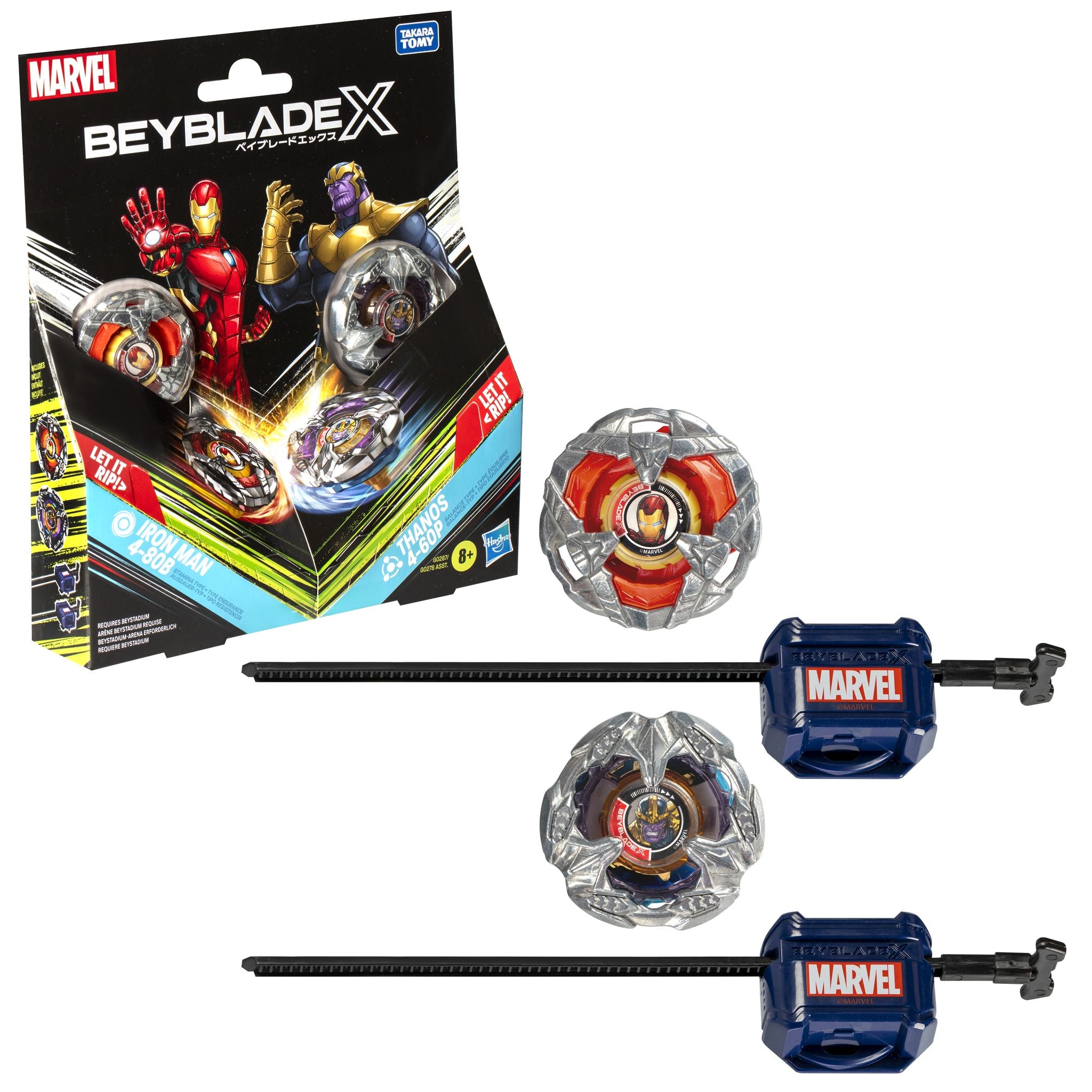 Beyblade X Marvel Iron Man 4-80B vs Thanos 4-60P Dual Pack