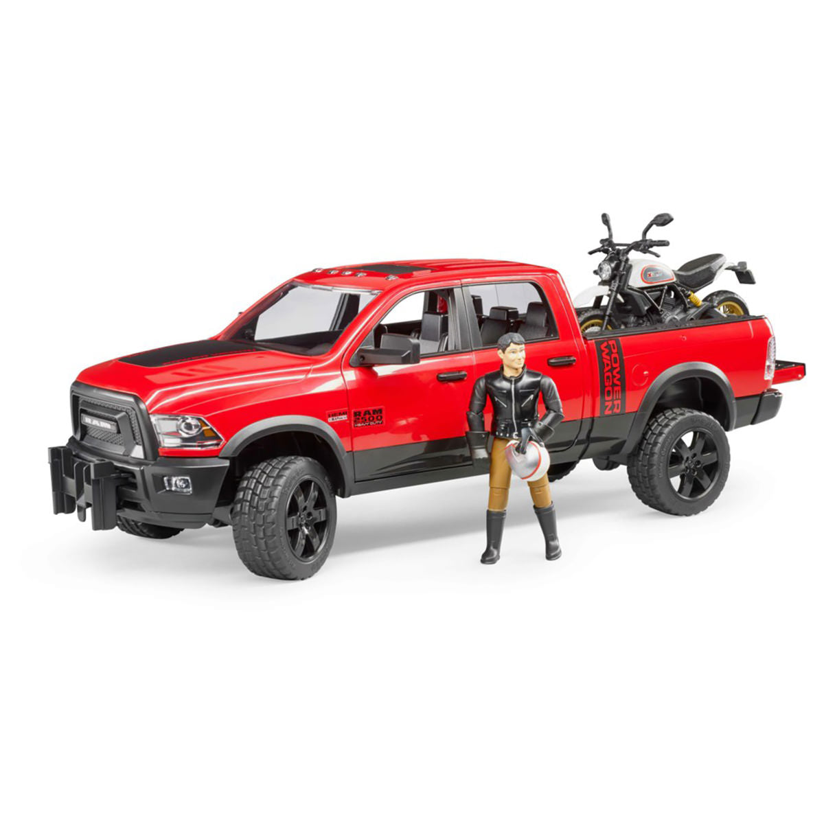 Bruder 1:16 Ram 2500 Power Wagon With Scrambler Ducati Desert Sled - Toyworld Australia