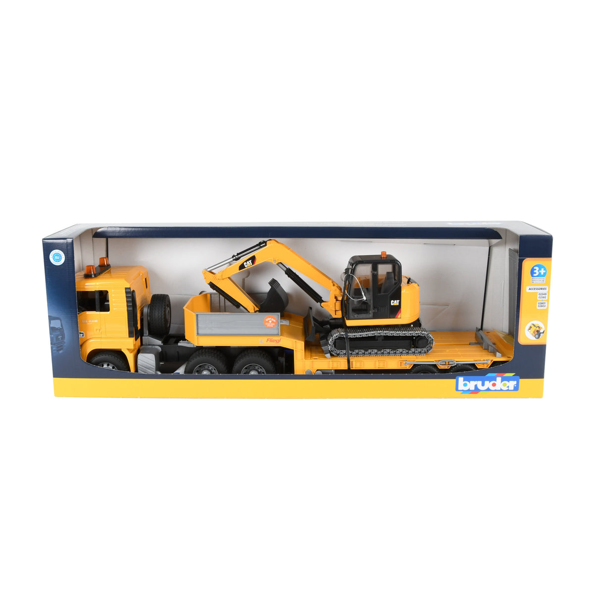 Bruder Man 1:64 TGA Low Loader With Cat Mini Excavator