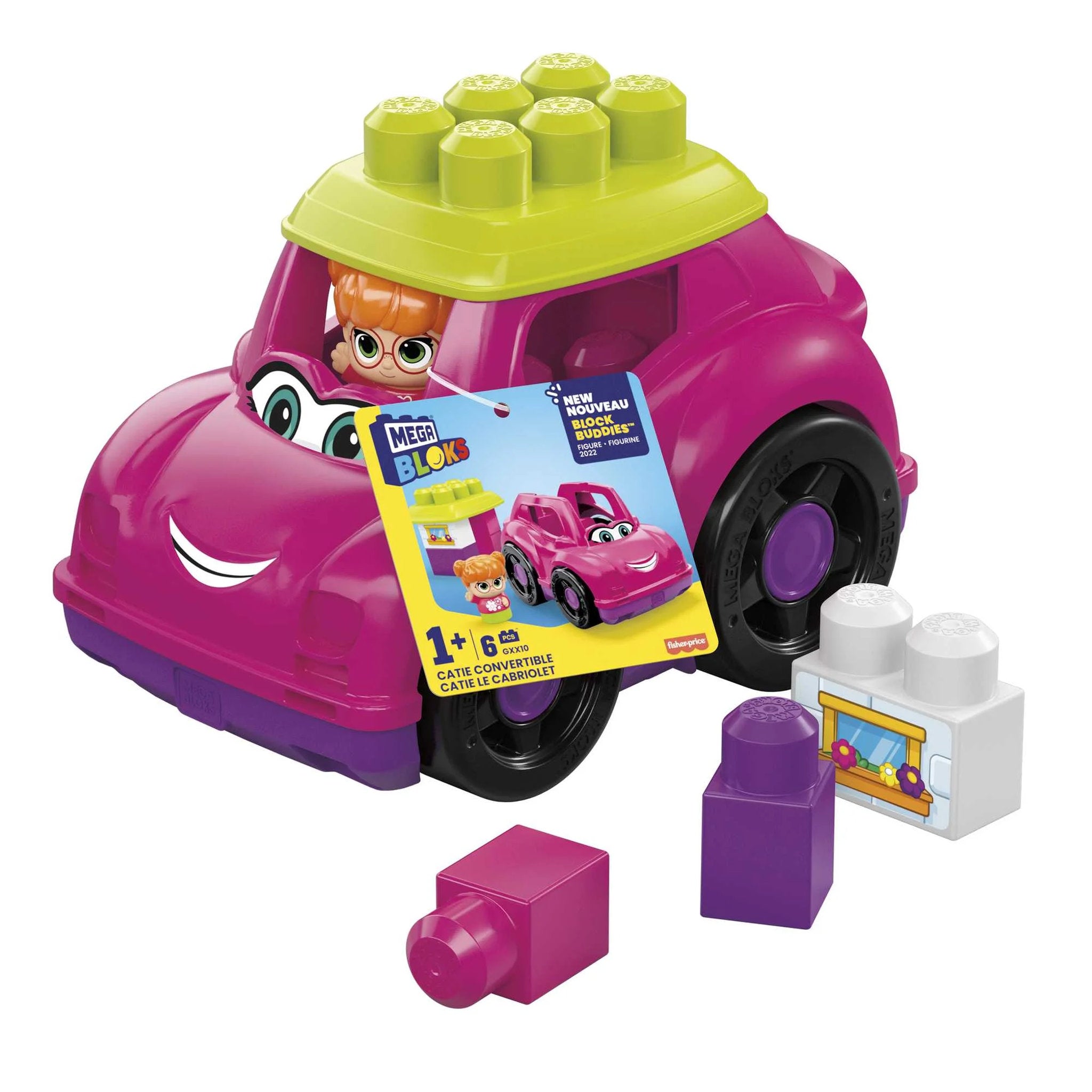 Fisher-Price MEGA Bloks First Builders Lil Vehicles Block Buddies Catie Convertible