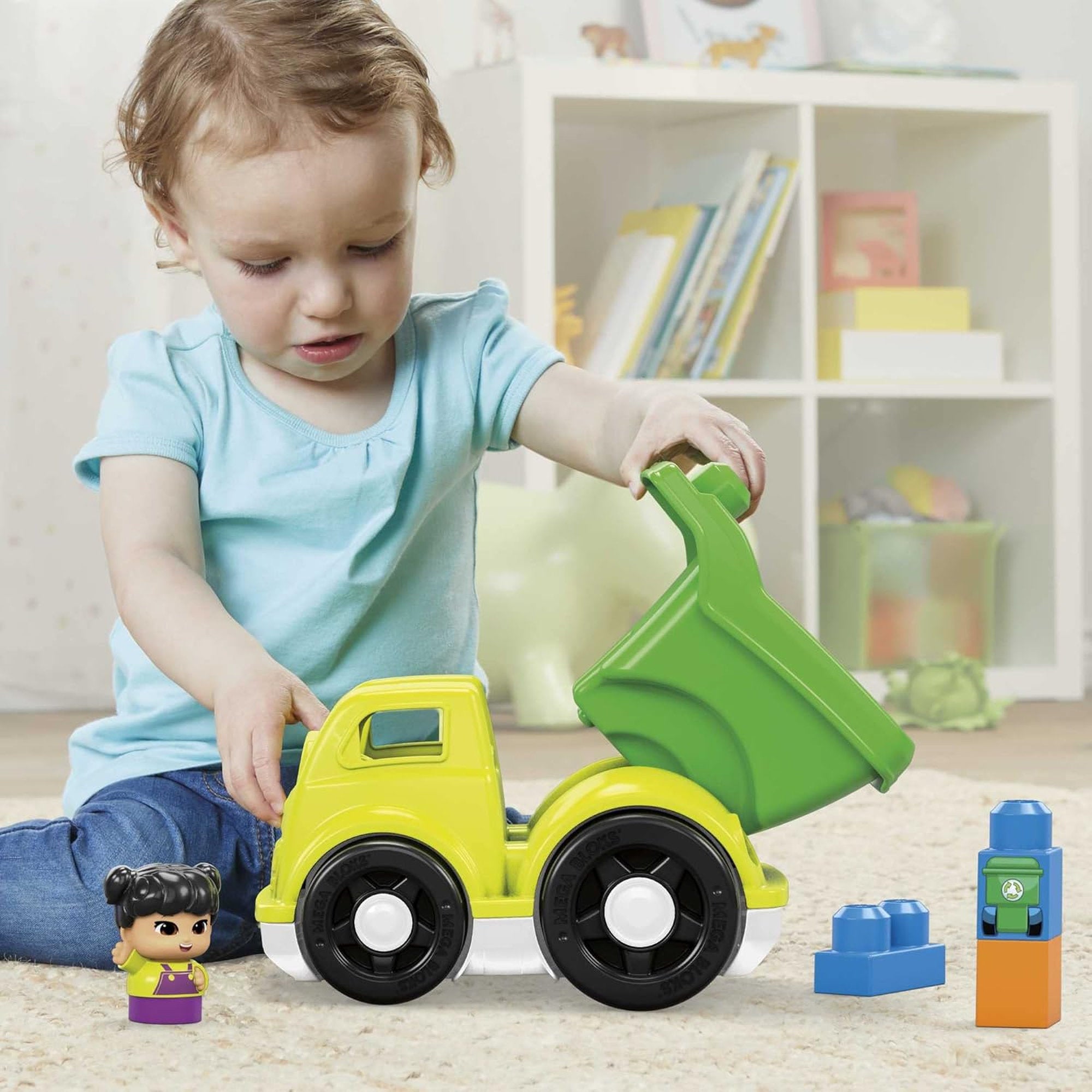 Fisher-Price MEGA Bloks First Builders Lil Vehicles Block Buddies Raphy Recycling Truck