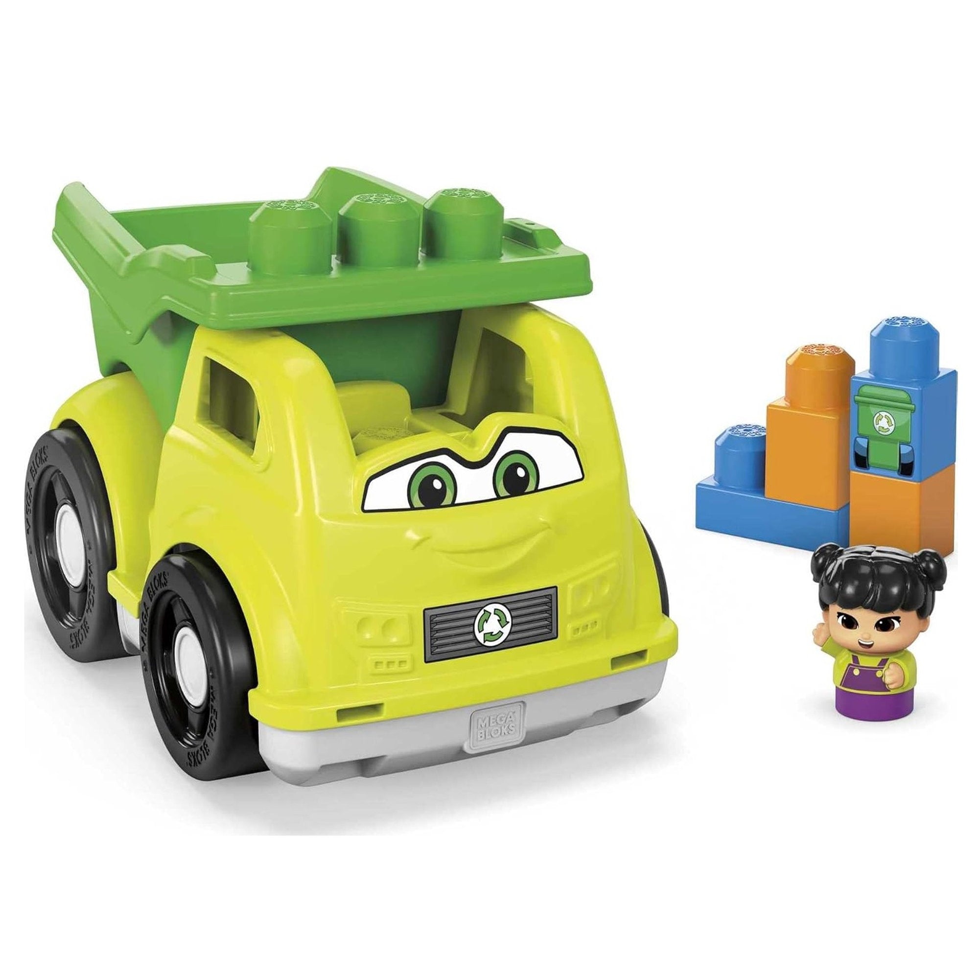 Fisher-Price MEGA Bloks First Builders Lil Vehicles Block Buddies Raphy Recycling Truck