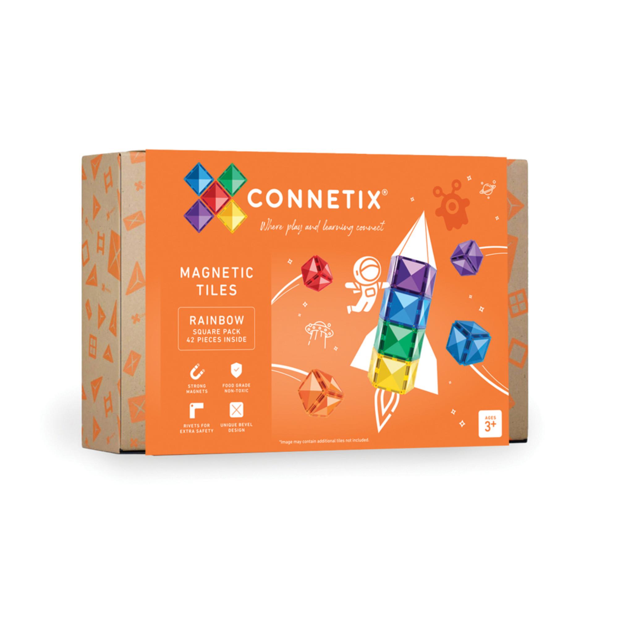 CONNETIX Magnetic Tiles 42 Piece Rainbow Square Pack