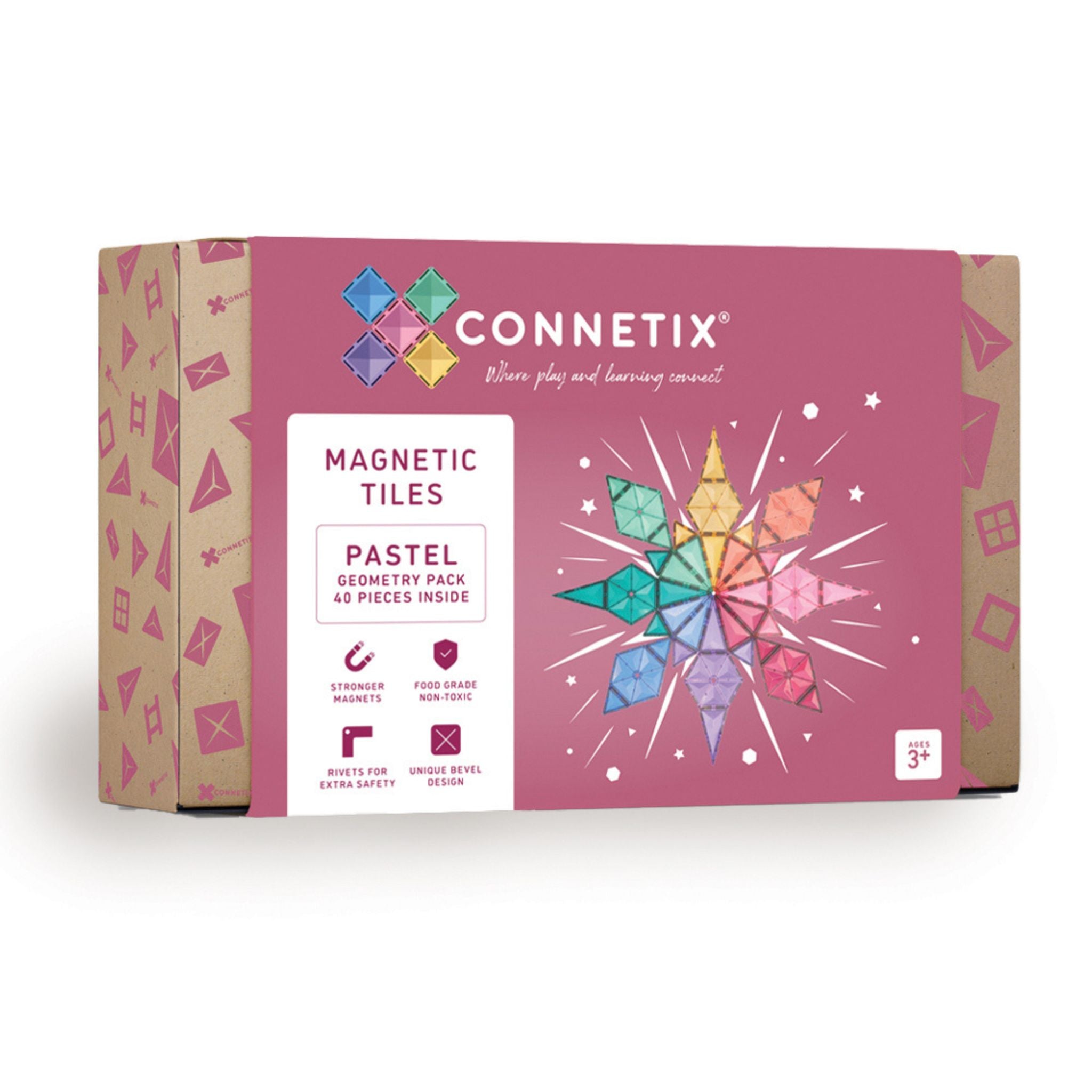 CONNETIX Magnetic Tiles 40 Piece Pastel Geometry Pack