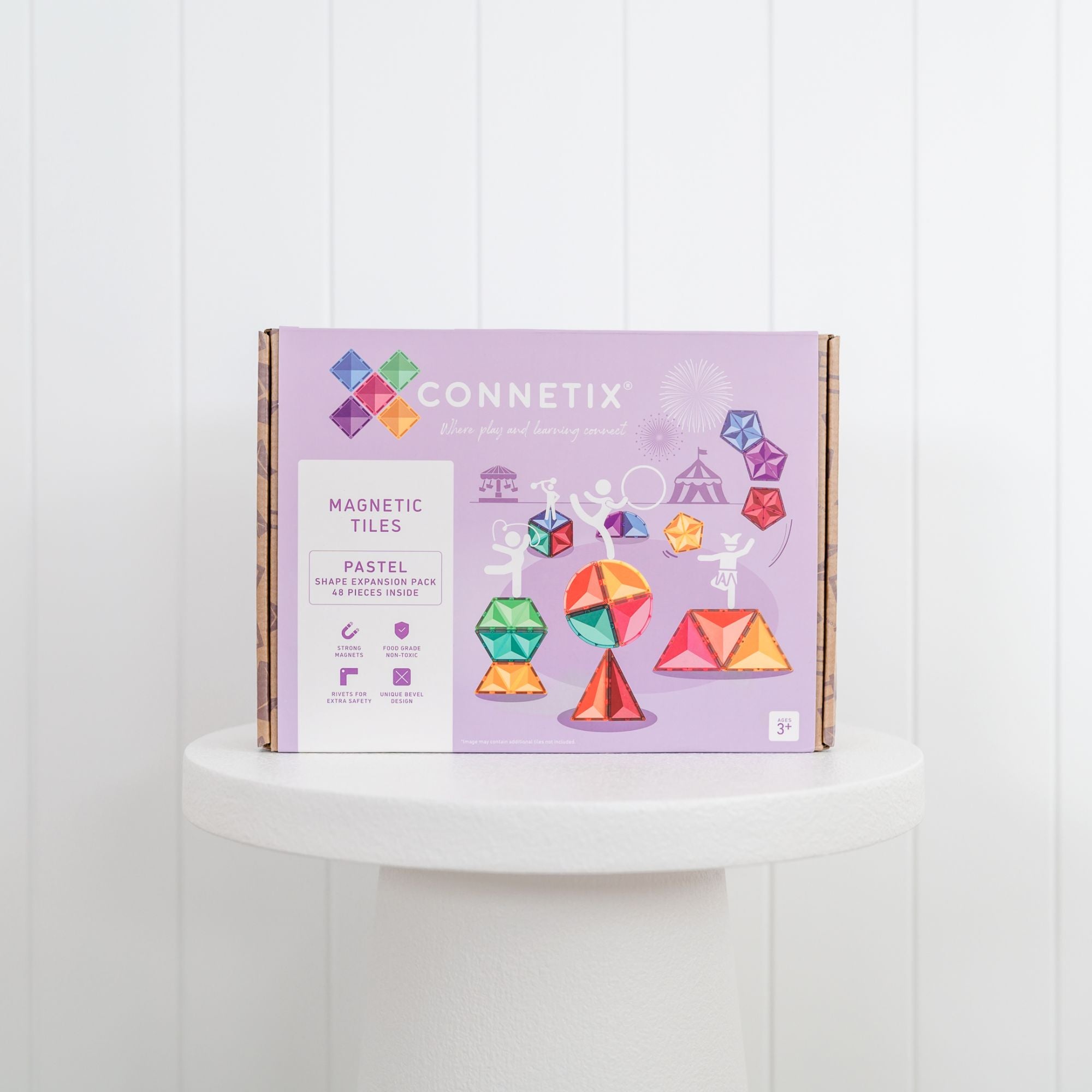 CONNETIX Magnetic Tiles 48 Piece Pastel Shape Expansion Pack