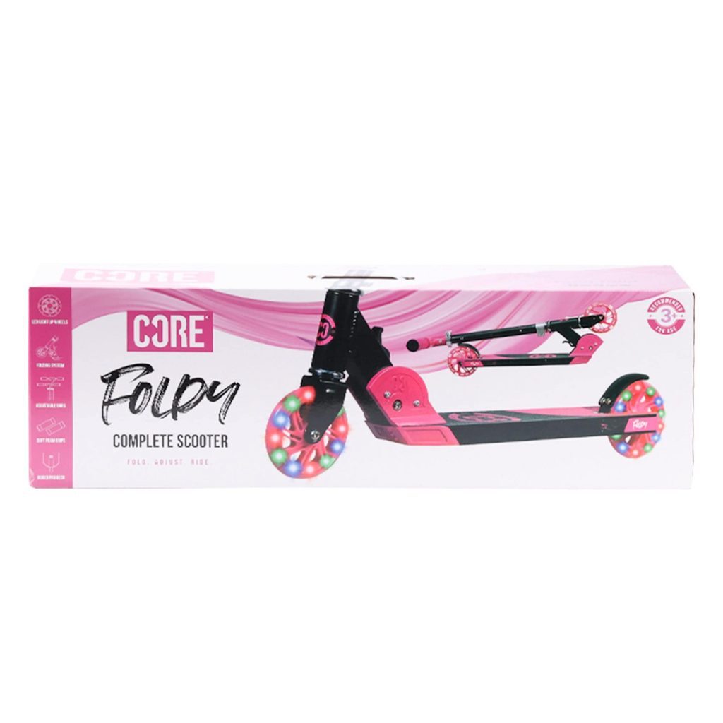 CORE Kids Foldy Scooter - Pink With Led Wheels