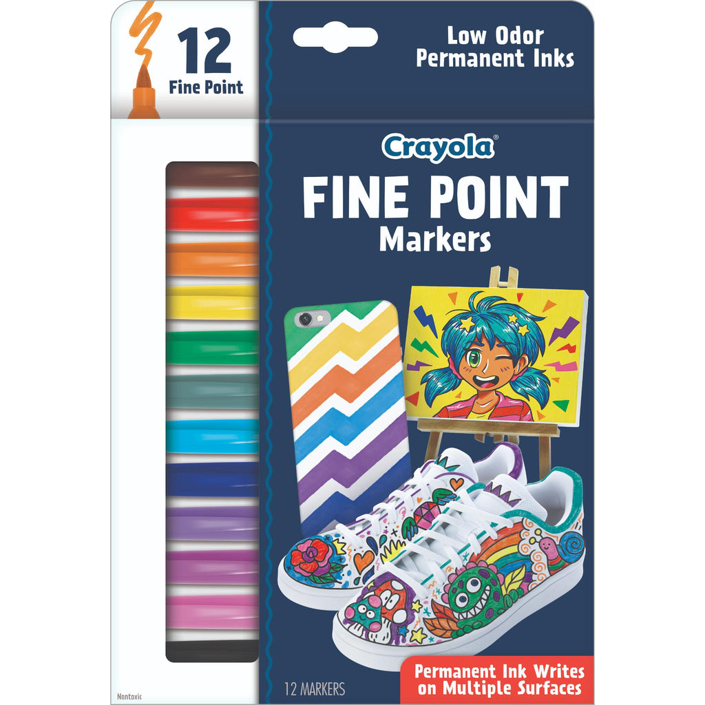 CRAYOLA DOODLE & DRAW FINE POINT MARKERS 12 PACK