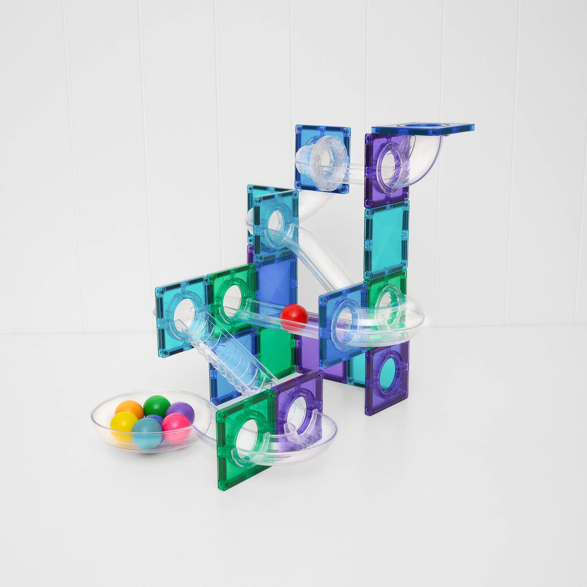 CONNETIX Magnetic Tiles 114 Piece - Bright Ball Run