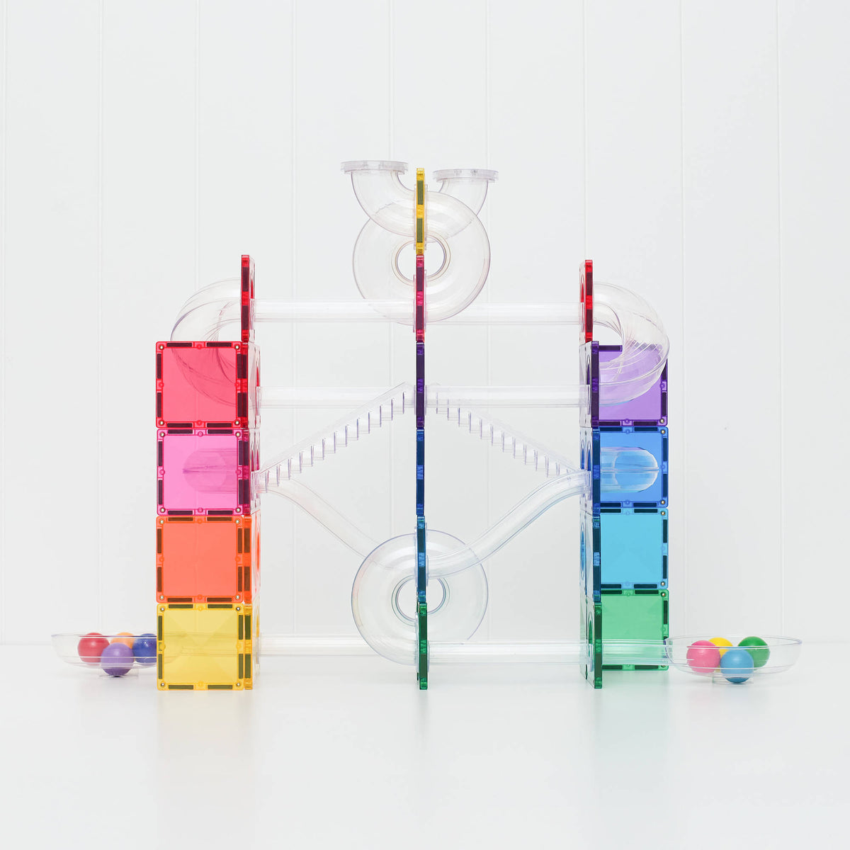 CONNETIX Magnetic Tiles 114 Piece - Bright Ball Run