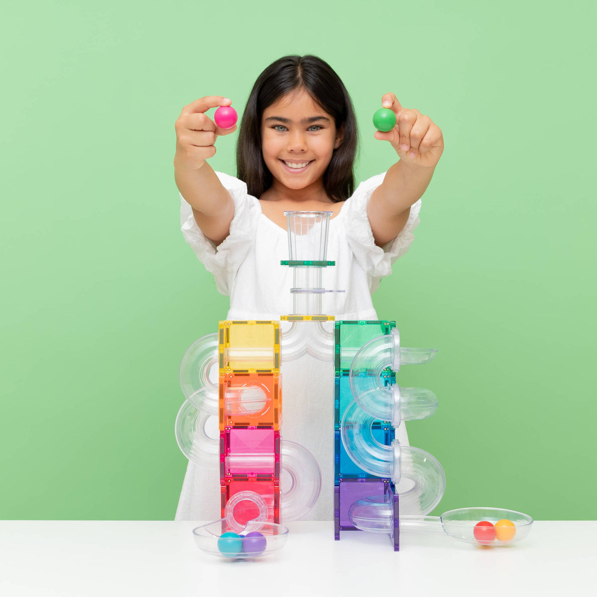 CONNETIX Magnetic Tiles 114 Piece - Bright Ball Run