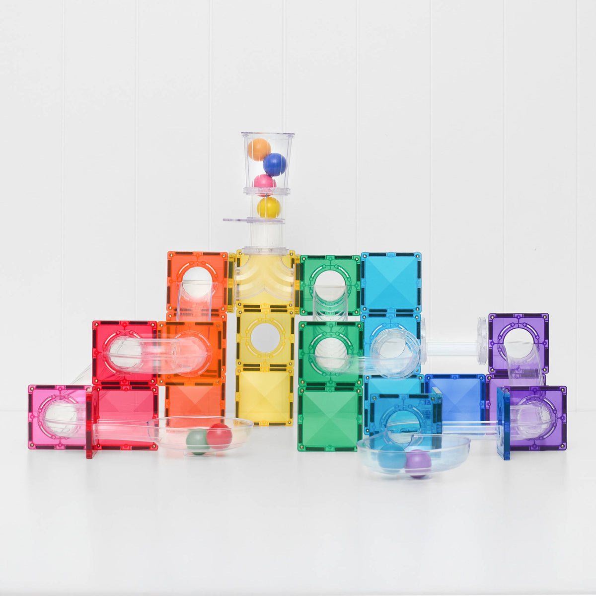 CONNETIX Magnetic Tiles 114 Piece - Bright Ball Run