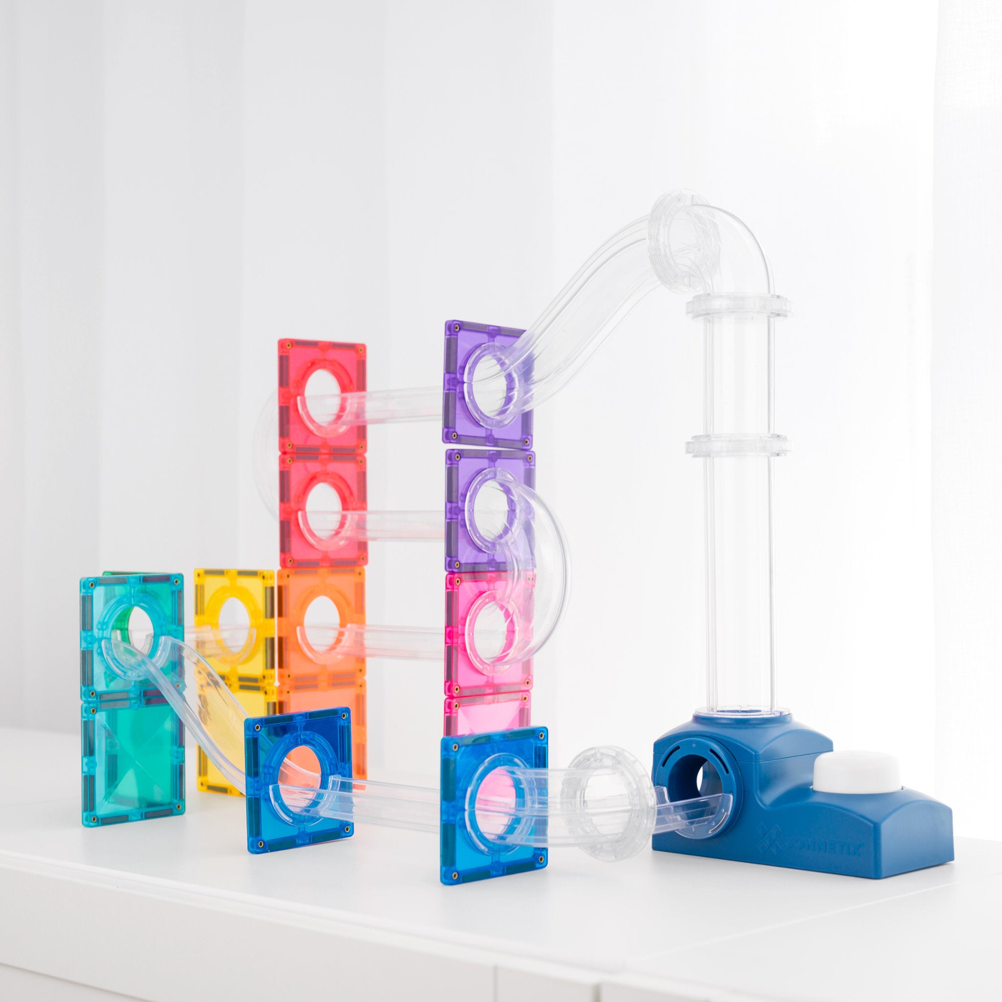 CONNETIX Magnetic Tiles 47 Piece - Ball Run Launcher Pack