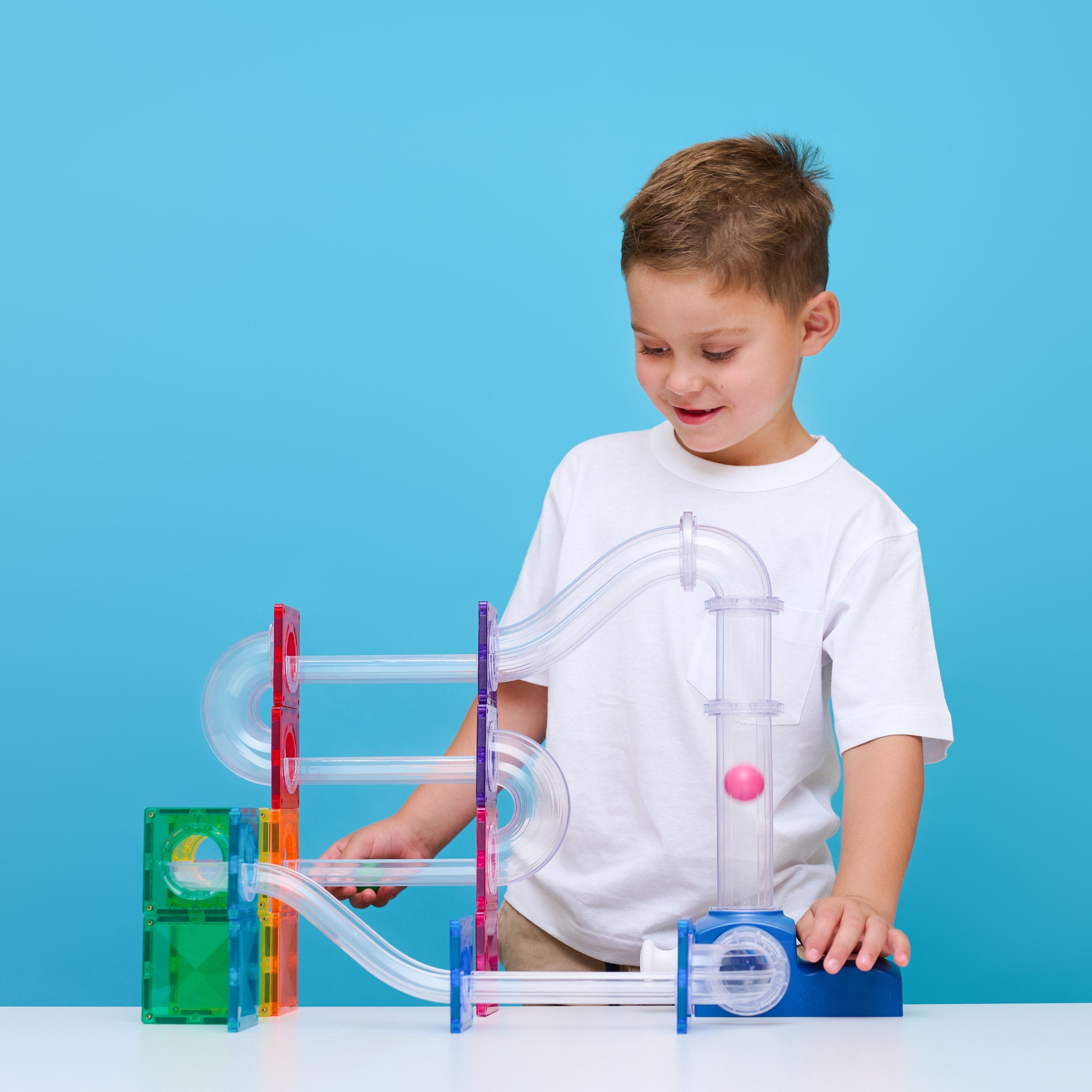 CONNETIX Magnetic Tiles 47 Piece - Ball Run Launcher Pack