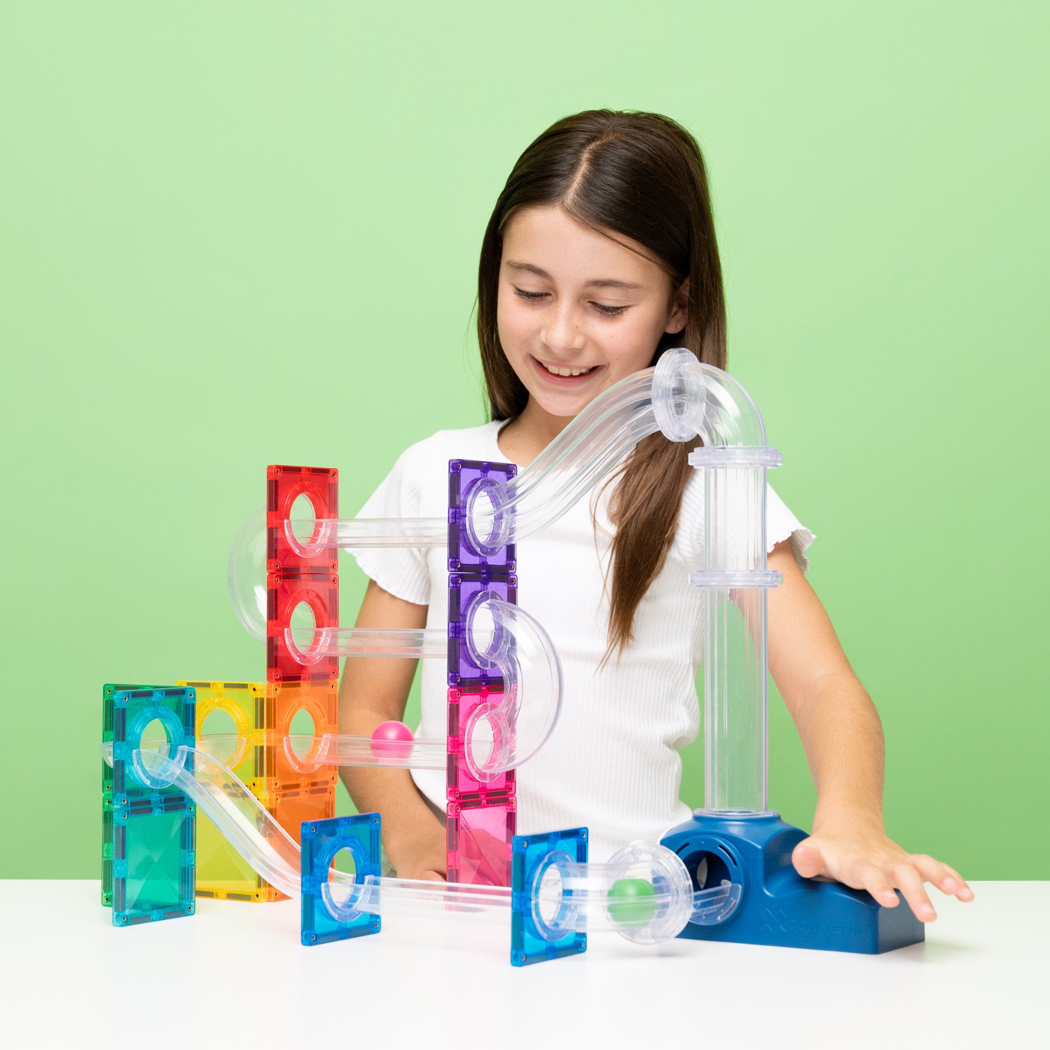CONNETIX Magnetic Tiles 47 Piece - Ball Run Launcher Pack