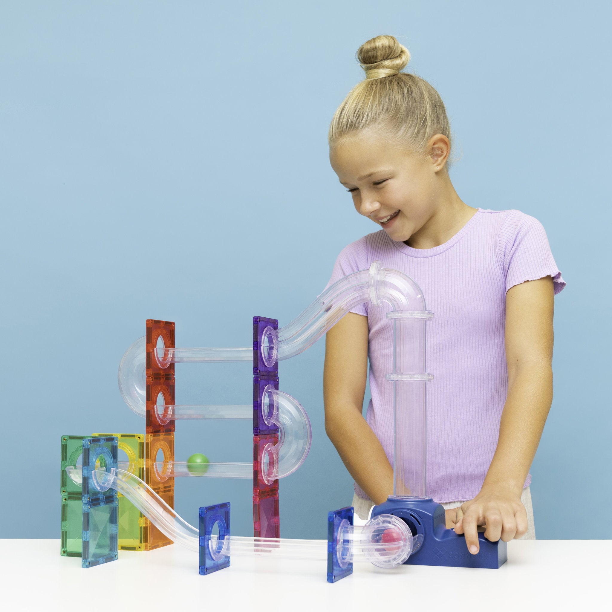 CONNETIX Magnetic Tiles 47 Piece - Ball Run Launcher Pack