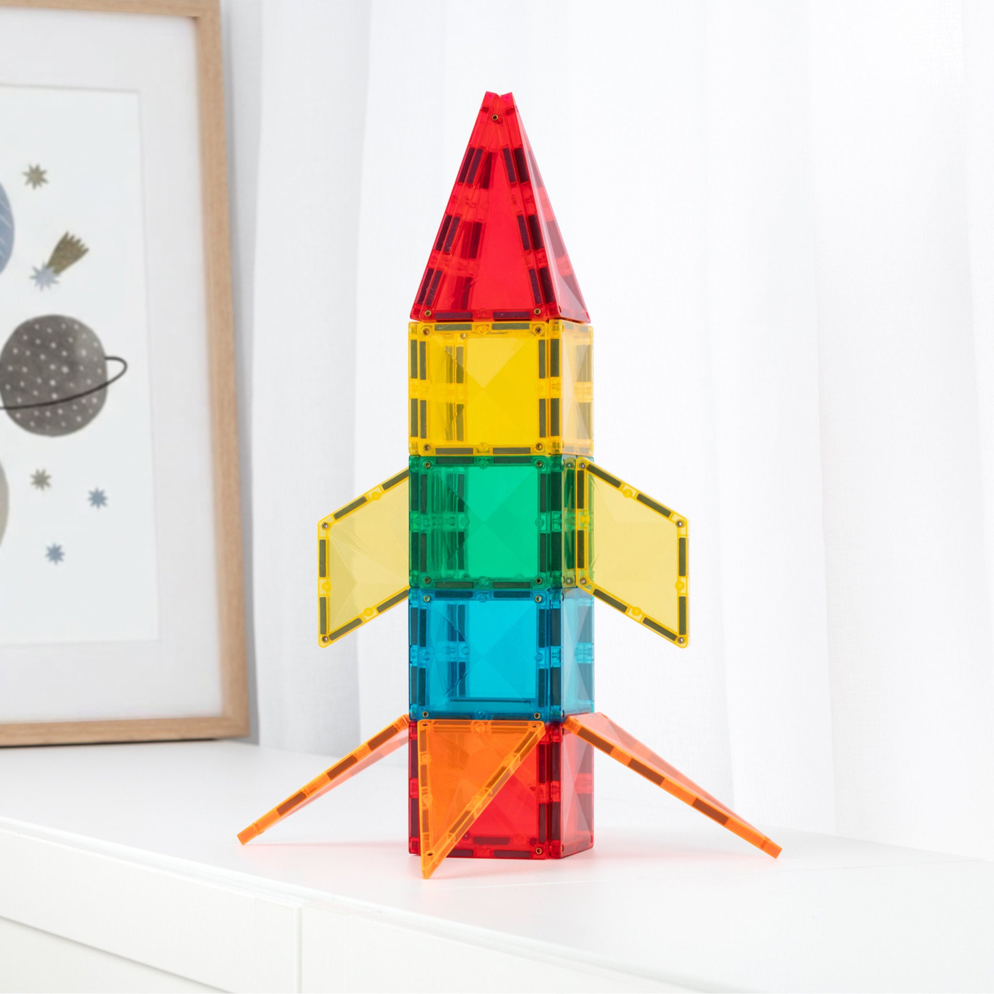 CONNETIX Magnetic Tiles 30 Piece - Light Rocket Pack