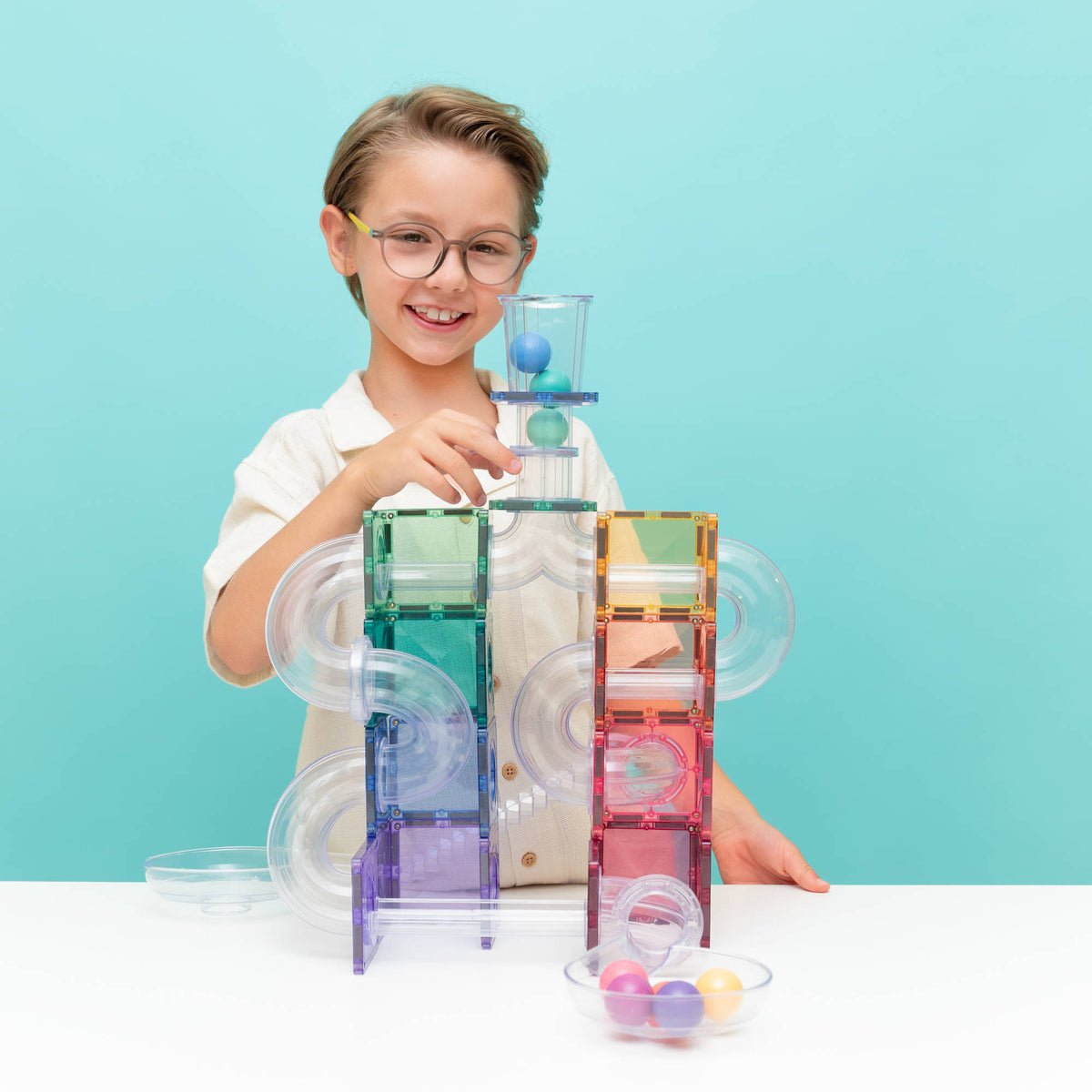 CONNETIX Magnetic Tiles 114 Piece - Pastel Ball Run