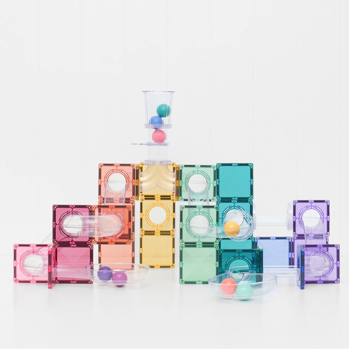 CONNETIX Magnetic Tiles 114 Piece - Pastel Ball Run