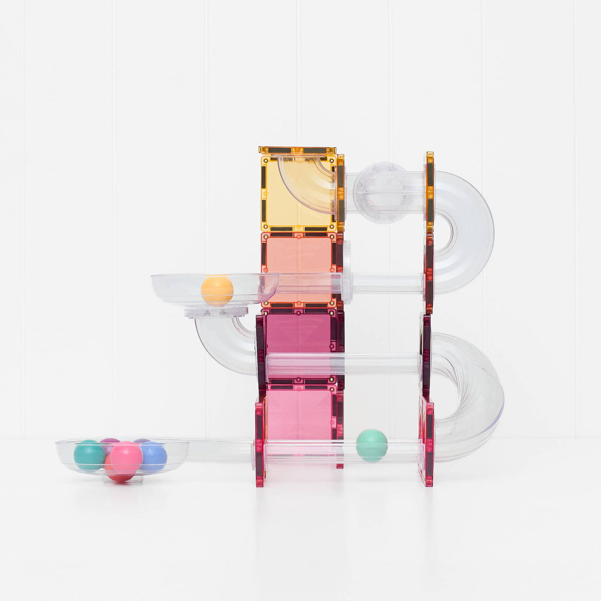 CONNETIX Magnetic Tiles 114 Piece - Pastel Ball Run