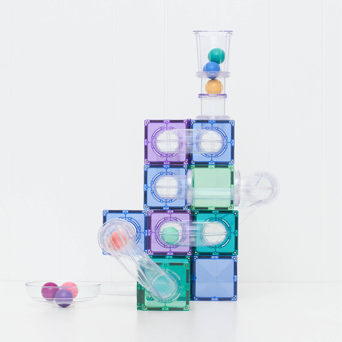 CONNETIX Magnetic Tiles 114 Piece - Pastel Ball Run