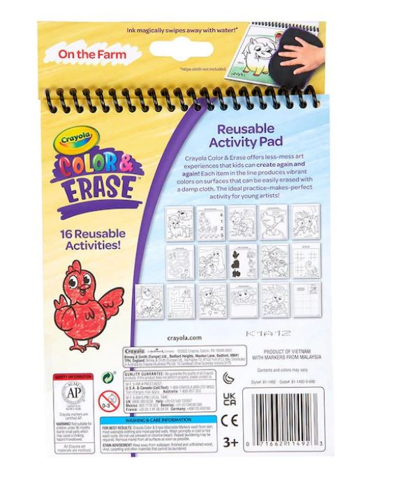 Crayola Colour & Erase Reusable Activity Pad - On The Farm