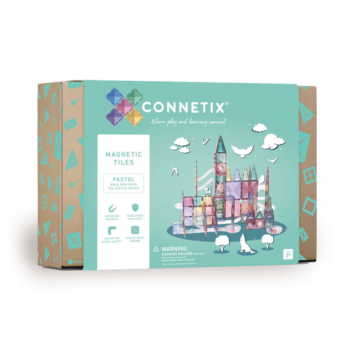 CONNETIX Magnetic Tiles 106 Piece Pastel Ball Run