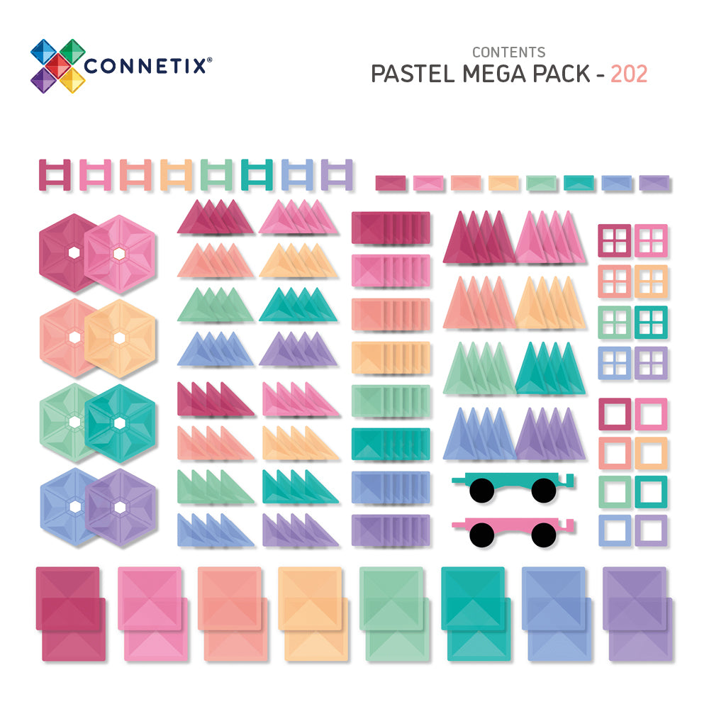 CONNETIX Magnetic Tiles 202 Piece Pastel Mega Pack