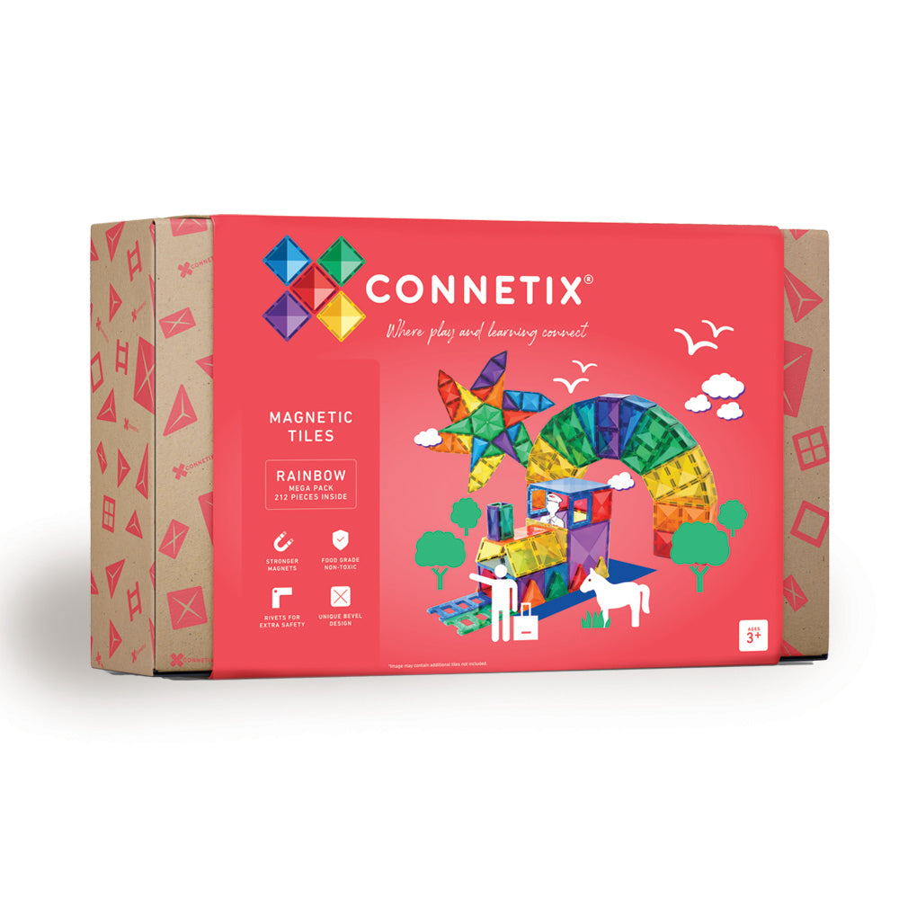 CONNETIX Magnetic Tiles 212 Piece Rainbow Mega Pack