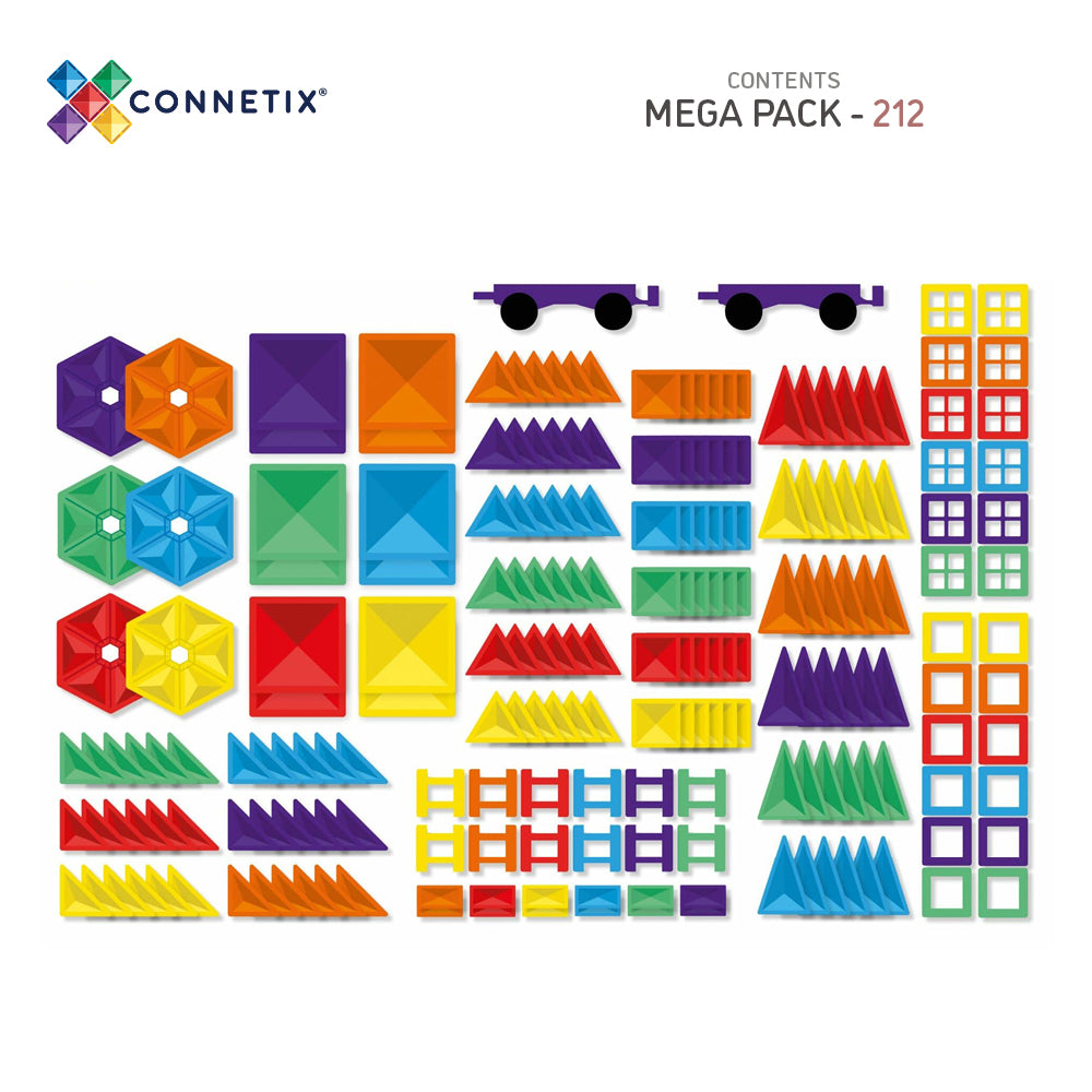 CONNETIX Magnetic Tiles 212 Piece Rainbow Mega Pack