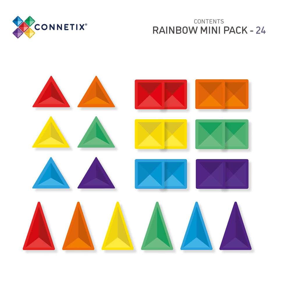 CONNETIX Magnetic Tiles 24 Piece Rainbow Mini Pack – Toyworld Australia