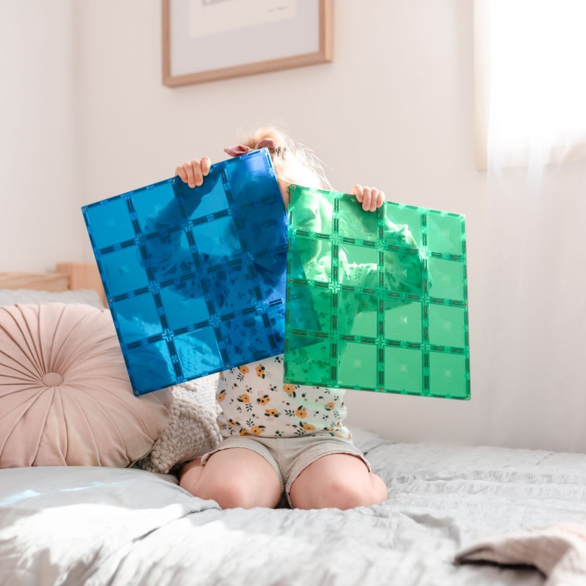 CONNETIX Magnetic Tiles 2 Piece Rainbow Base Plate Pack Blue & Green