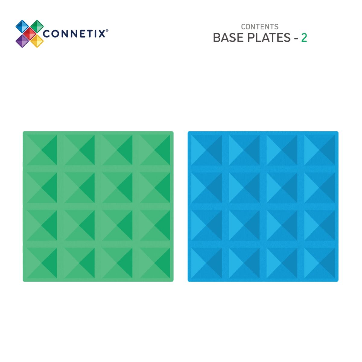 CONNETIX Magnetic Tiles 2 Piece Rainbow Base Plate Pack Blue & Green