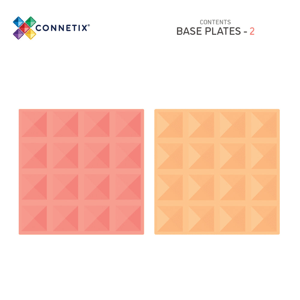 CONNETIX Magnetic Tiles 2 Piece Pastel Base Plate Pack Lemon & Peach